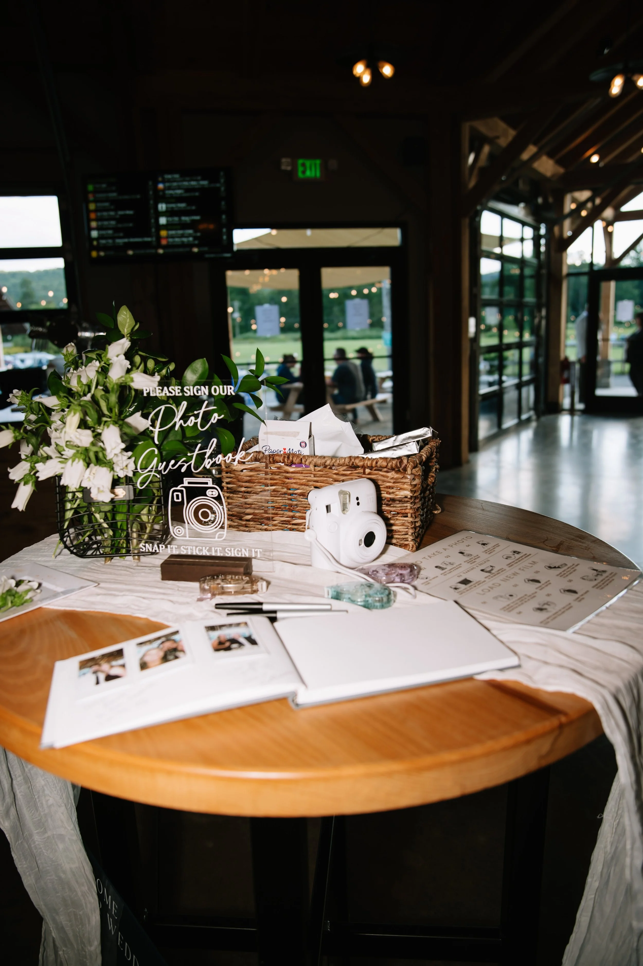 polaroid photo table during reception