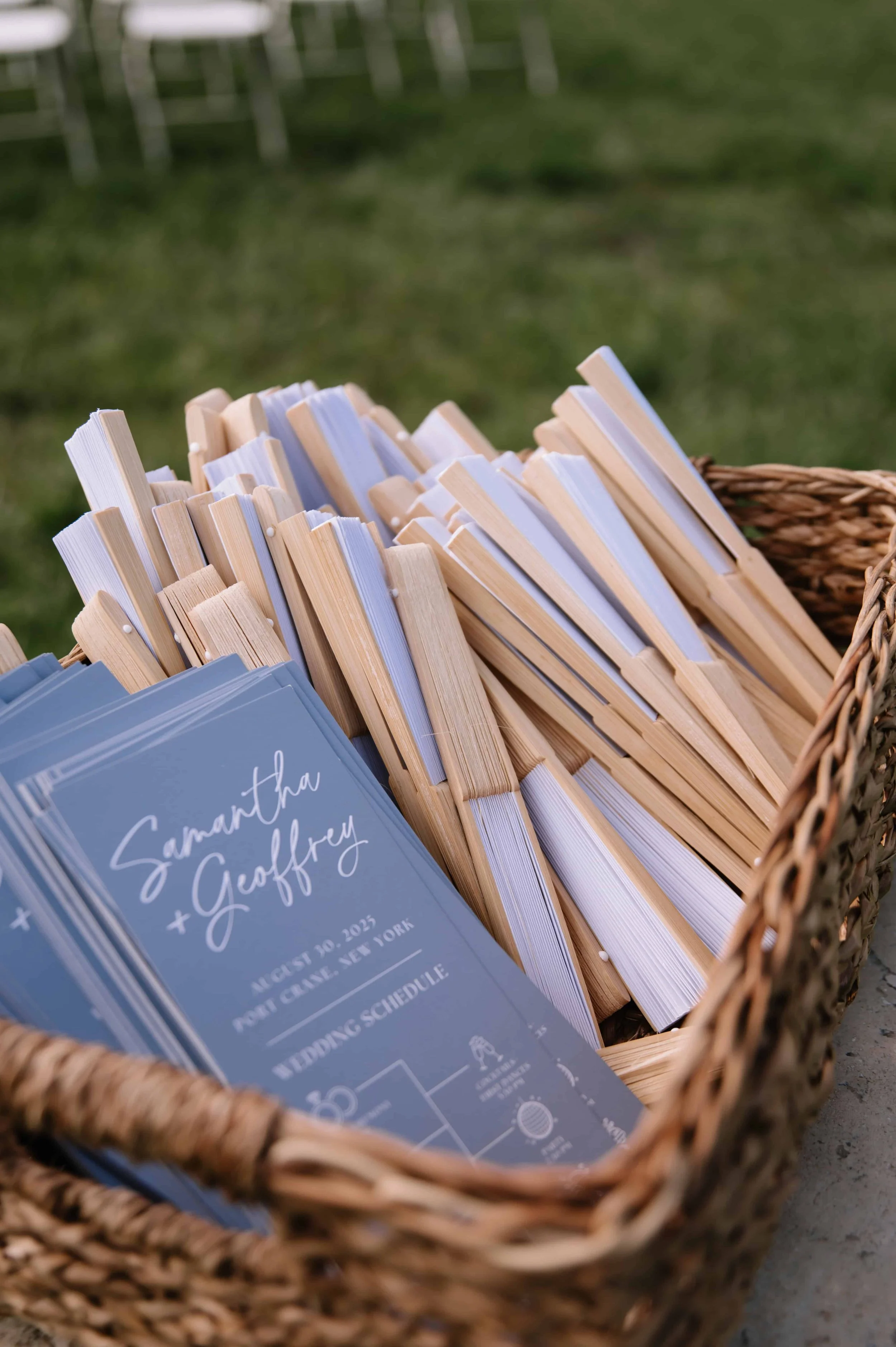 wedding programs and fans for outdoor ceremony