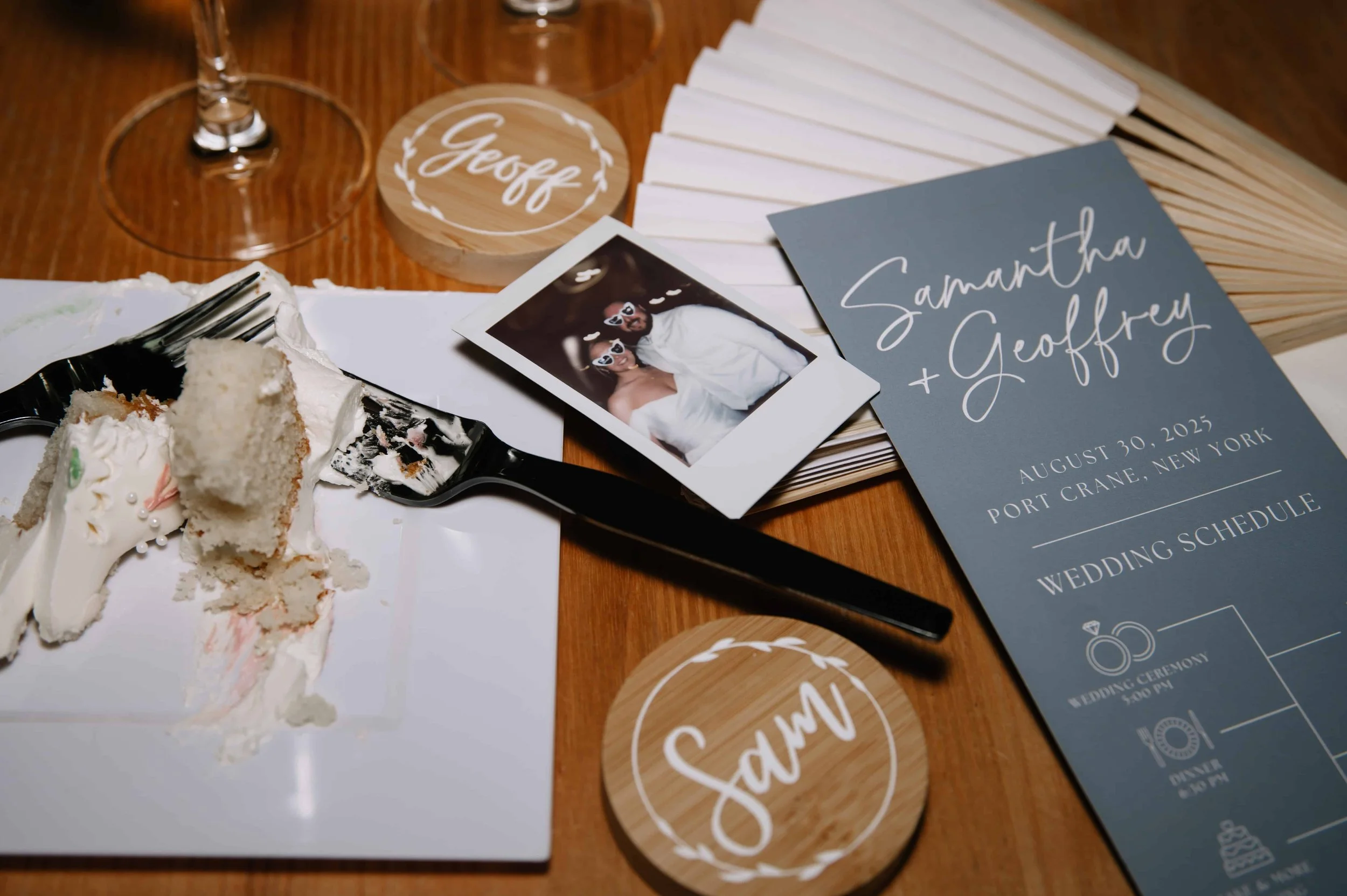 late night flat lay during reception