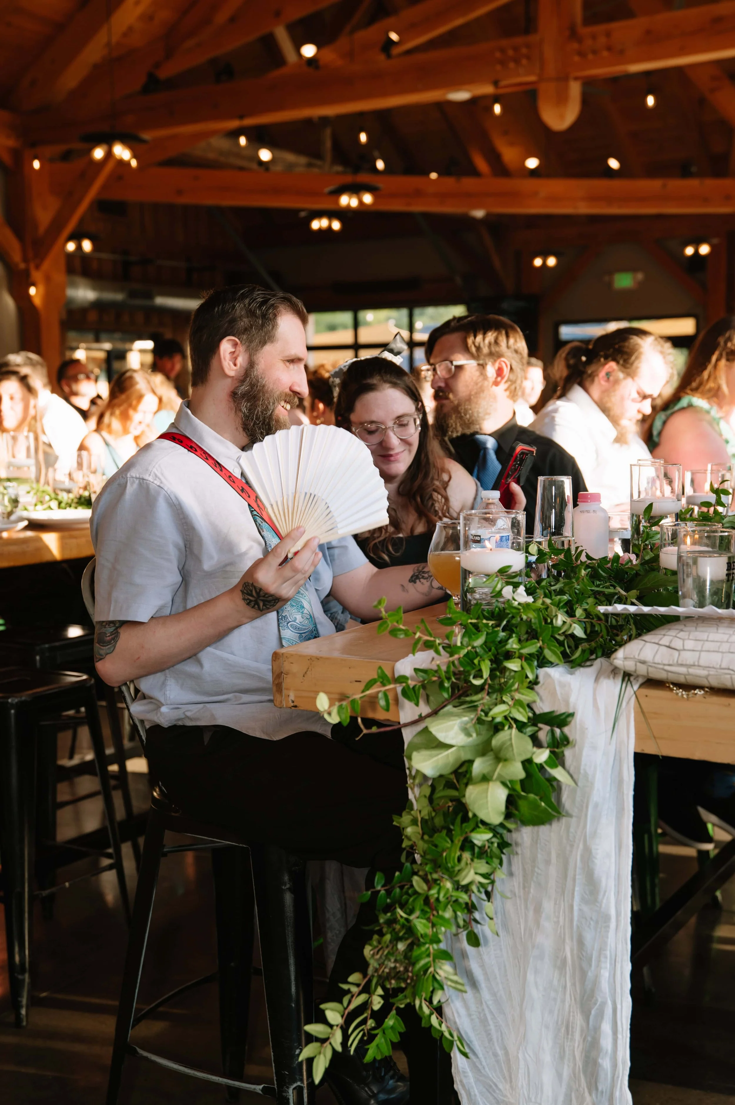 wedding guests at reception