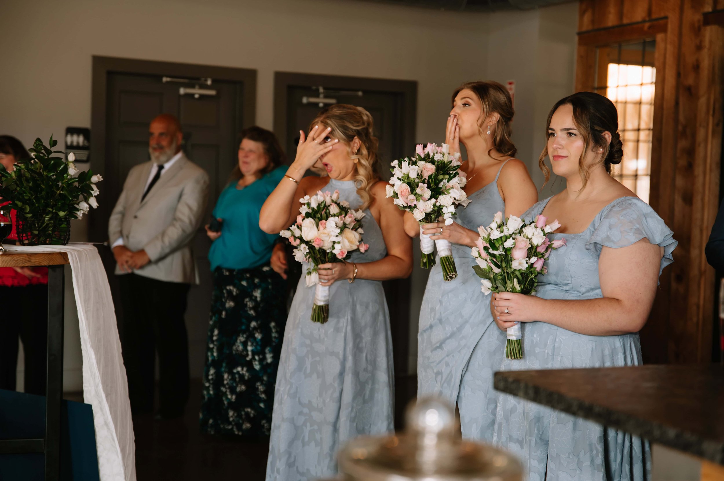 Bridal party crying during father daughter dance