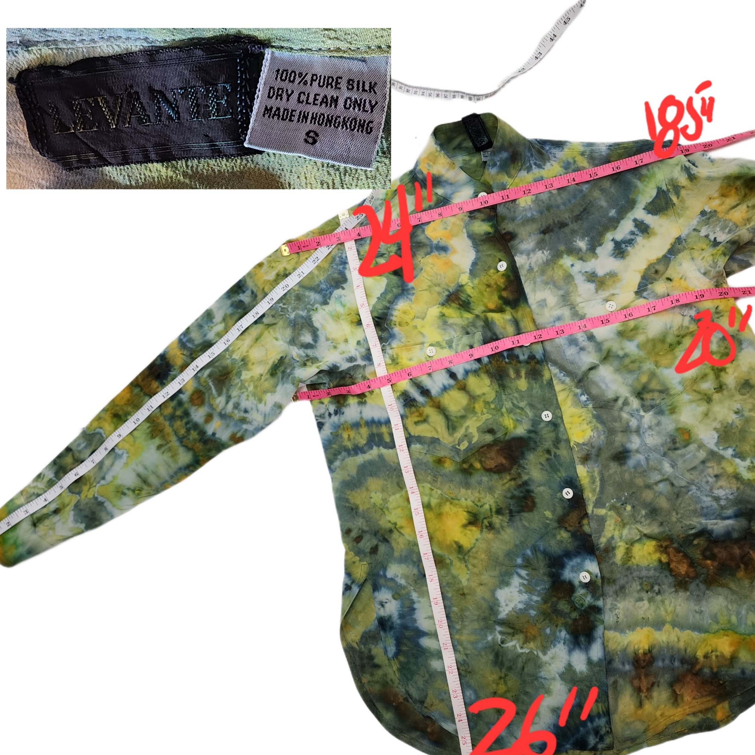 Vintage, Tie-Dye 100% Silk, Button Down Shirt. Size: Small - Gladiator Art & Apparel