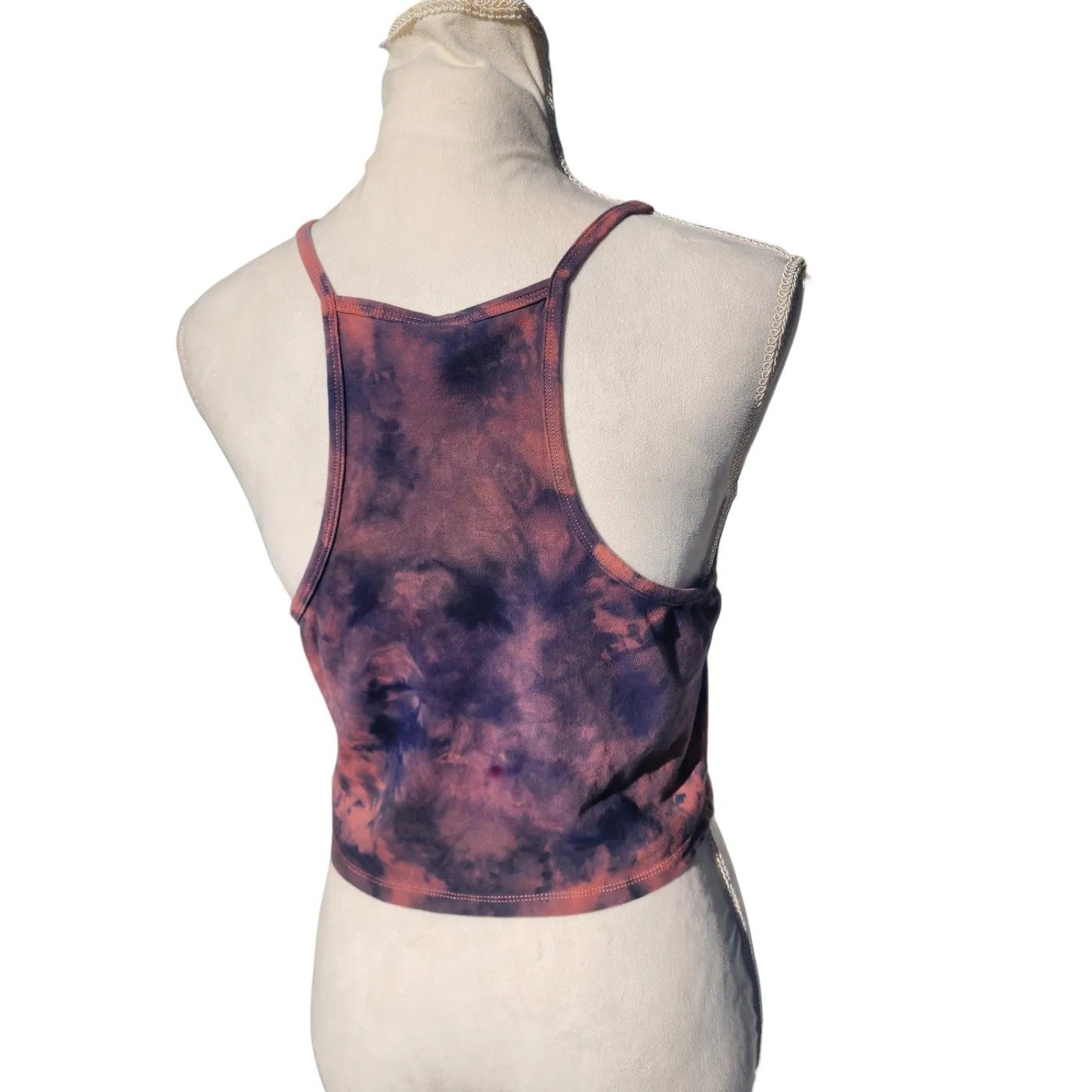 Upcycled, Multi-Color Tie-Dye Cropped Tank Top. Size: Large - Gladiator Art & Apparel