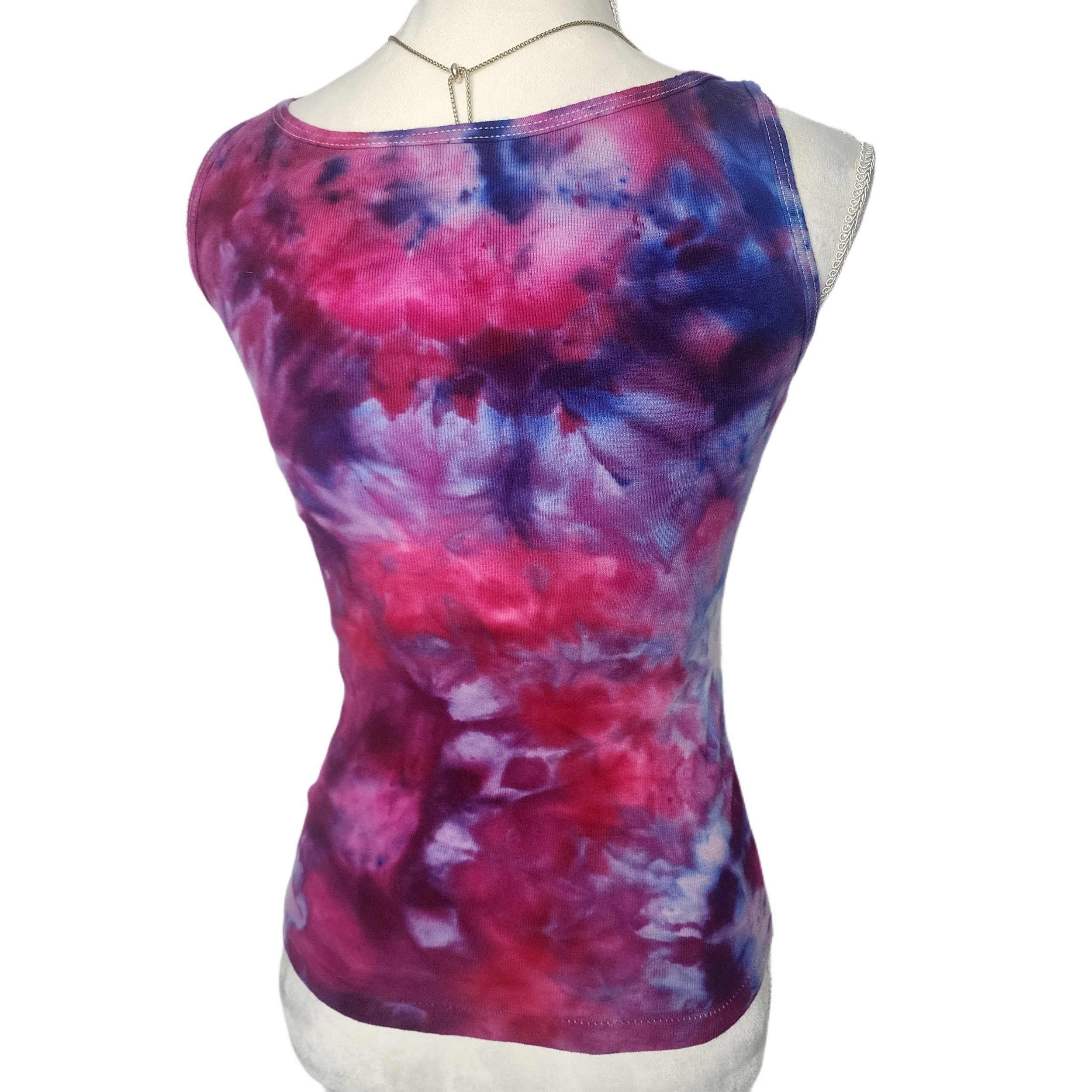 Ice Tie-Dye upcycled tank top. Purple and Pink. Size: S - Gladiator Art & Apparel