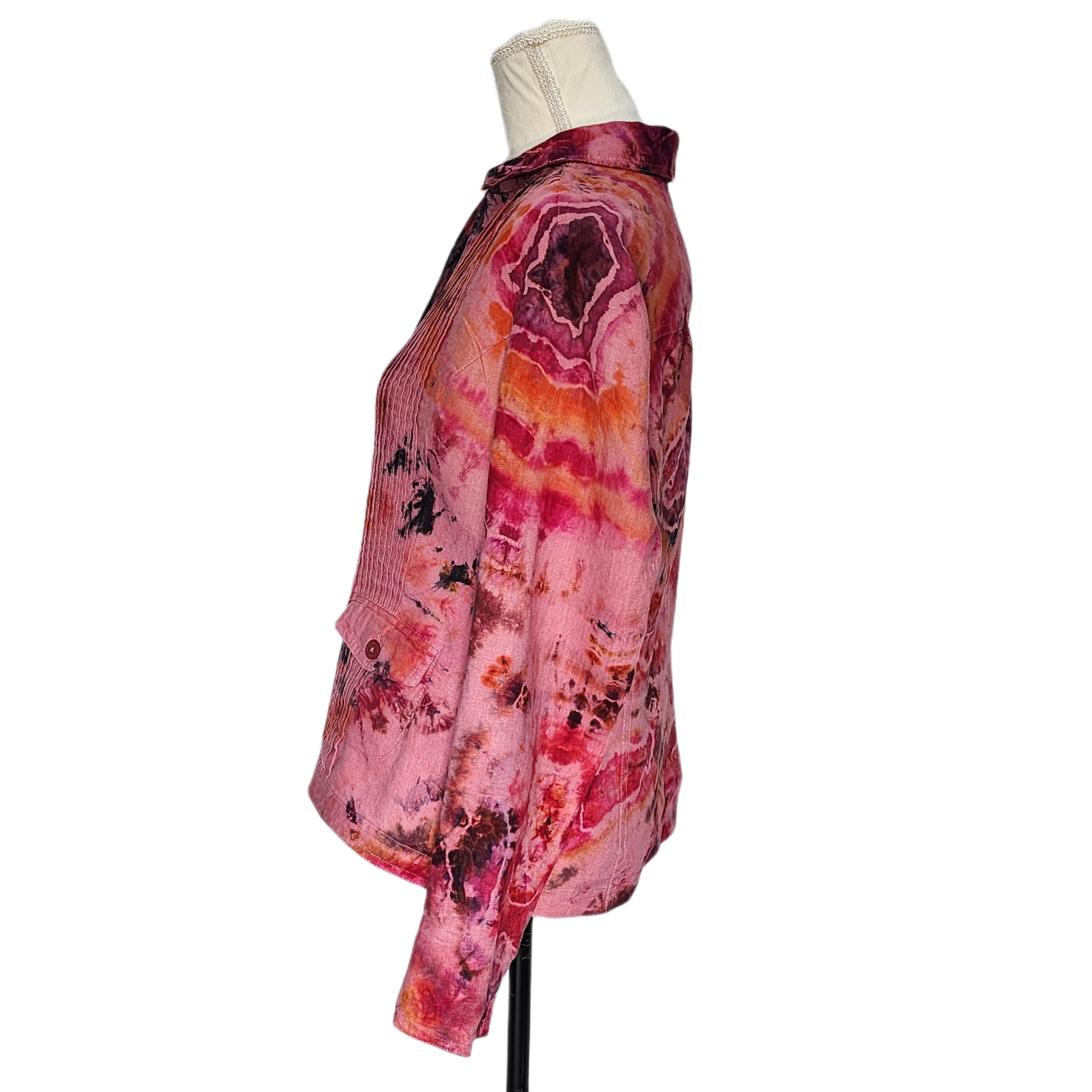Jones NY, Upcycled, Ice Tie-Dyed, Linen Blazer. Size: L - Gladiator Art & Apparel