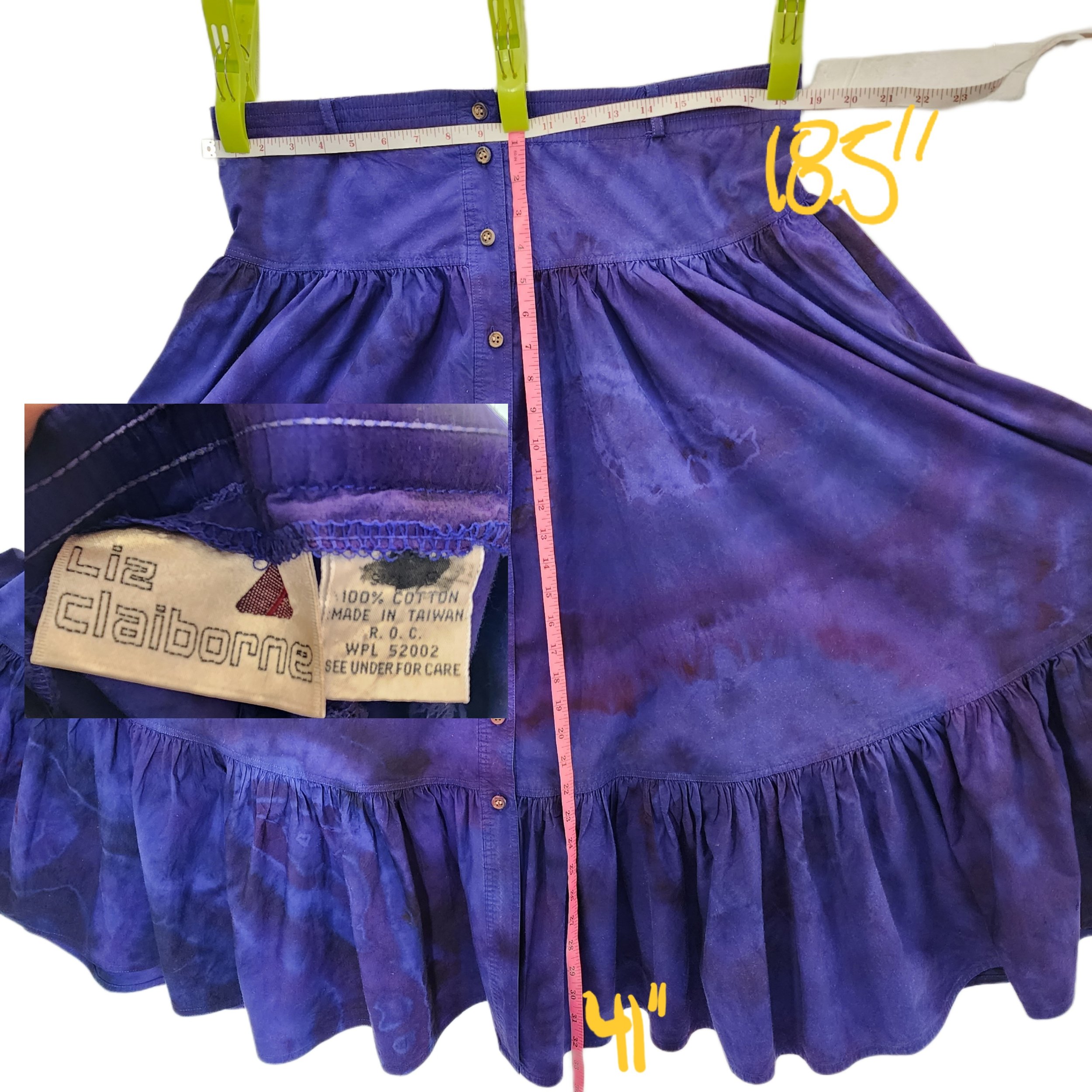 Upcycled, Liz Claiborne, Tie-Dyed Tiered A-Line Skirt. Size 10 - Gladiator Art & Apparel