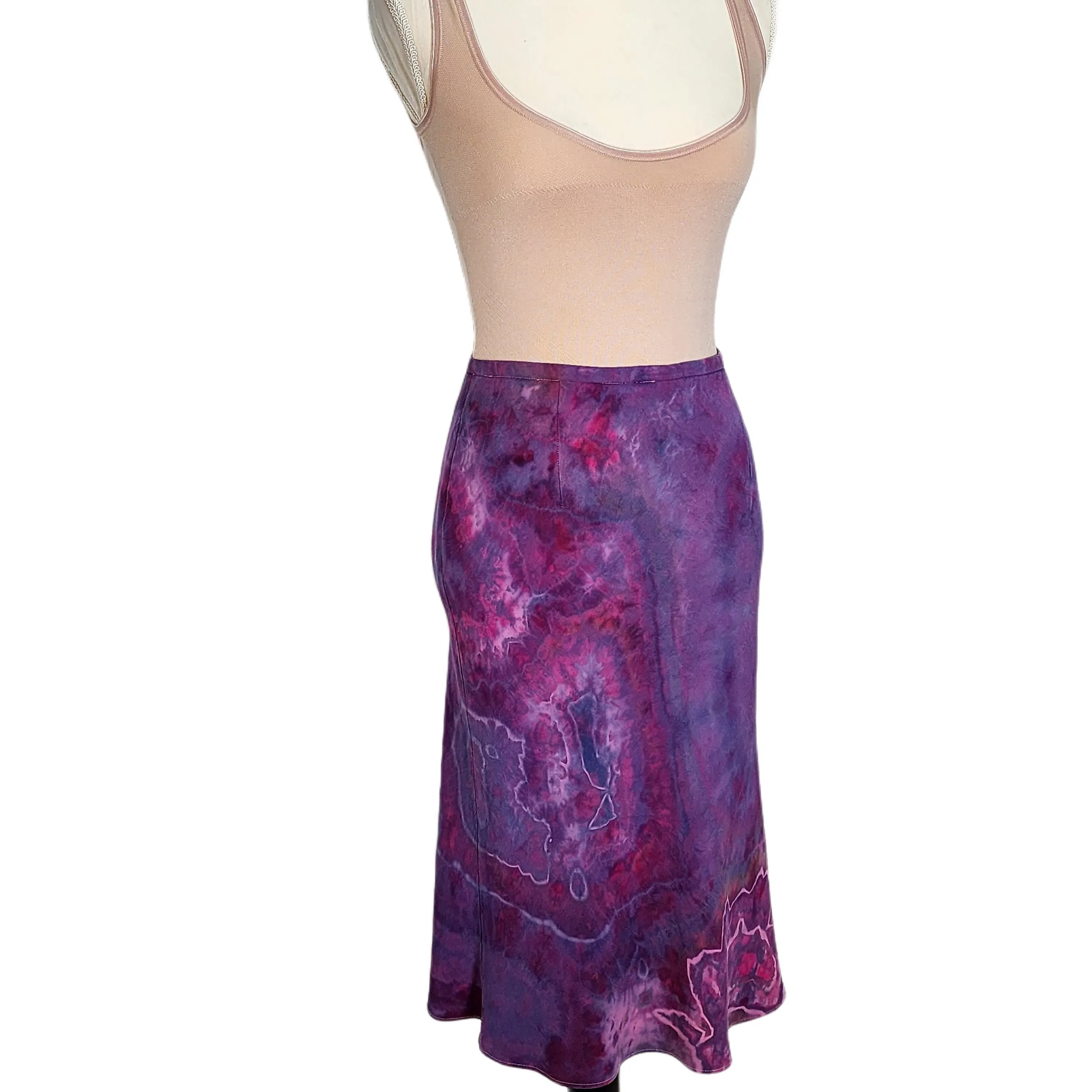 Kate Hill, upcycled vintage tie dyed silk skirt. Size 6 - Gladiator Art & Apparel