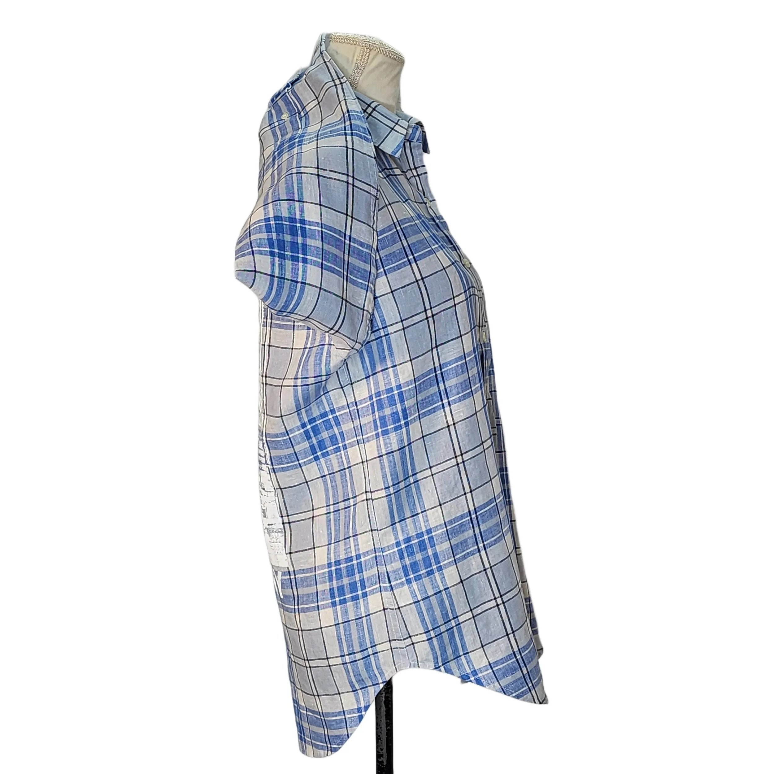 Jones NY. Upcycled, 100% Linen Button-Down Shirt w/ our Roc', NY Skyline Graphic. Size: S - Gladiator Art & Apparel