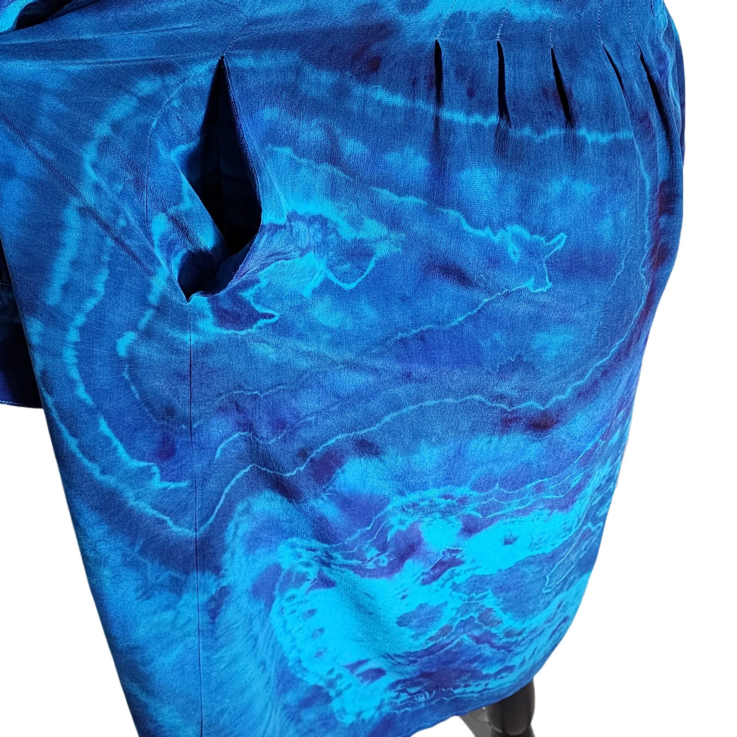 Cassis. Vintage, Upcycled 100% Silk Tie Dye Dress. Size 6 - Gladiator Art & Apparel