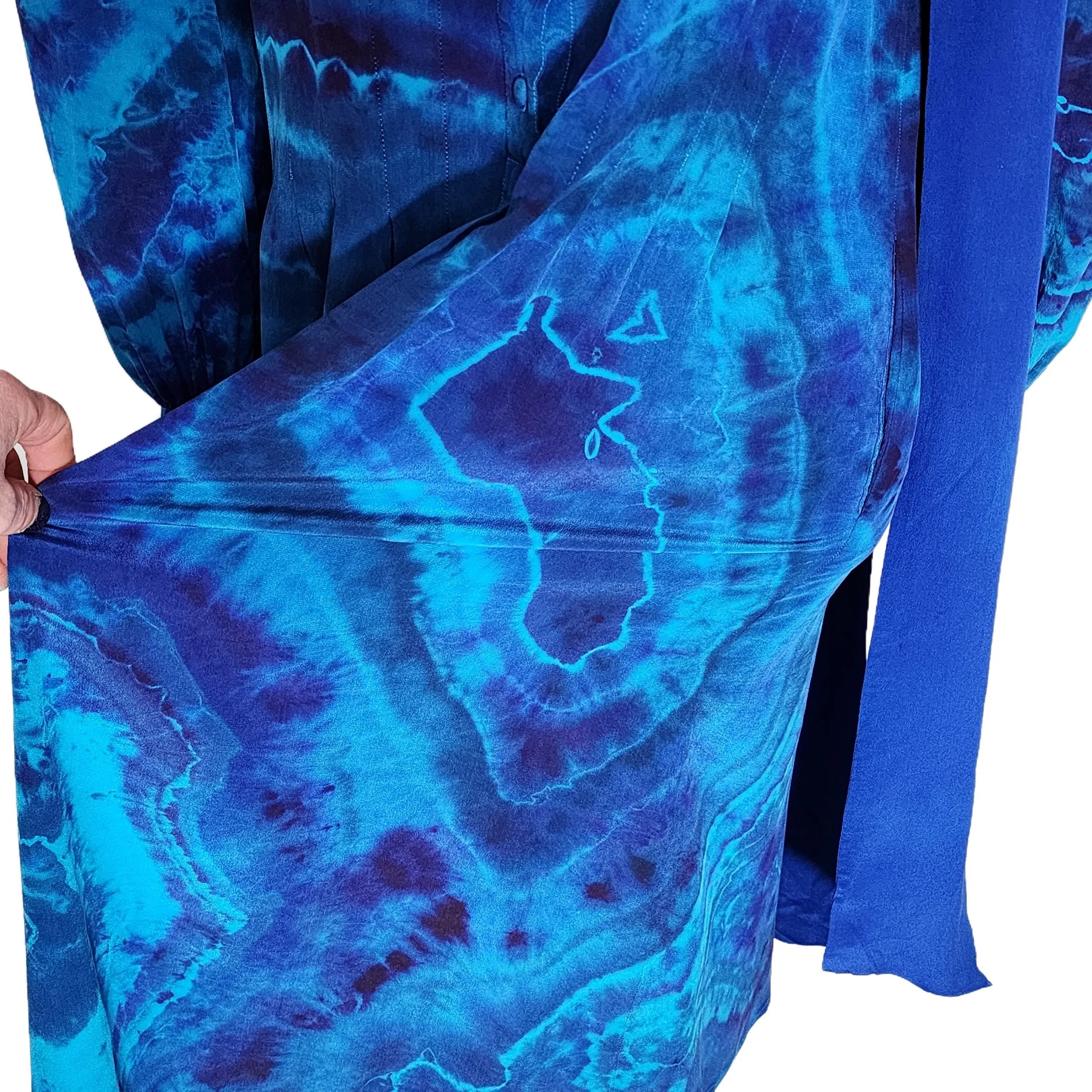 Cassis. Vintage, Upcycled 100% Silk Tie Dye Dress. Size 6 - Gladiator Art & Apparel