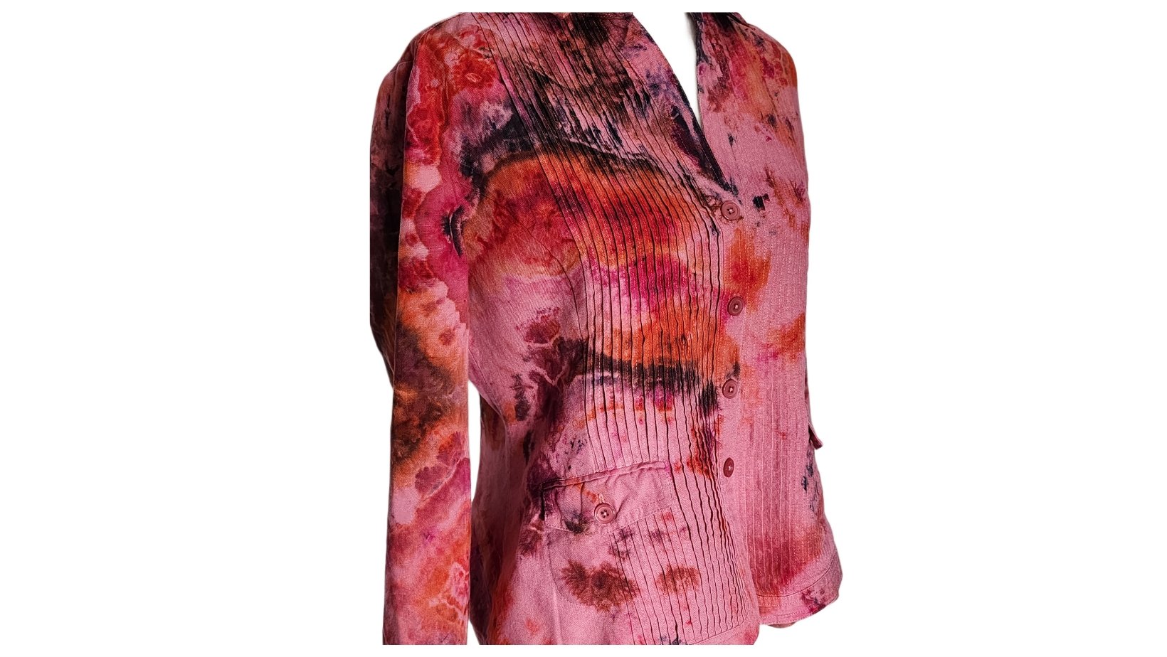 Jones NY, Upcycled, Ice Tie-Dyed, Linen Blazer. Size: L - Gladiator Art & Apparel