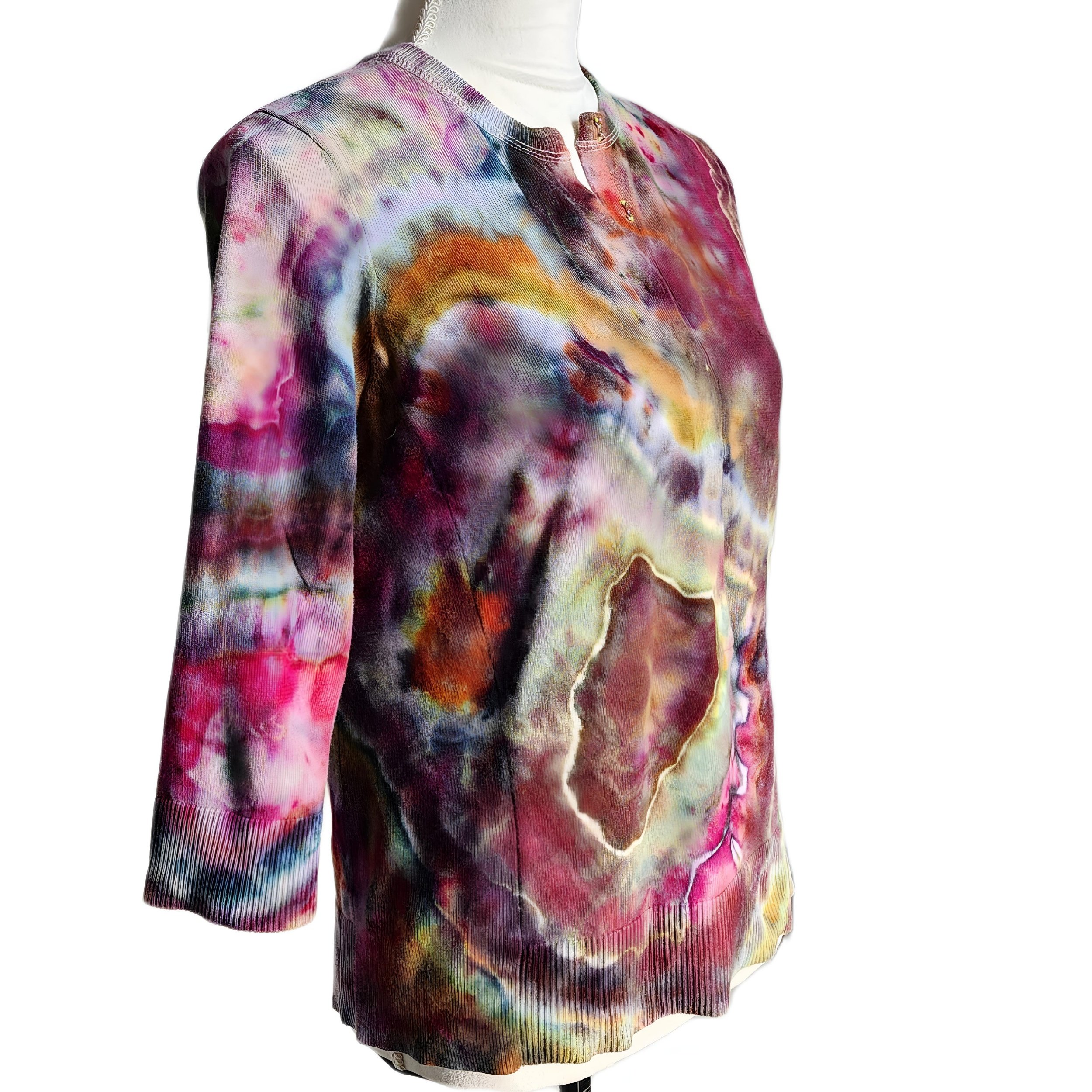 Upcycled, 'Calvin Klein' Tie-Dyed 3/4 Length Sleeve Sweater. Size M - Gladiator Art & Apparel