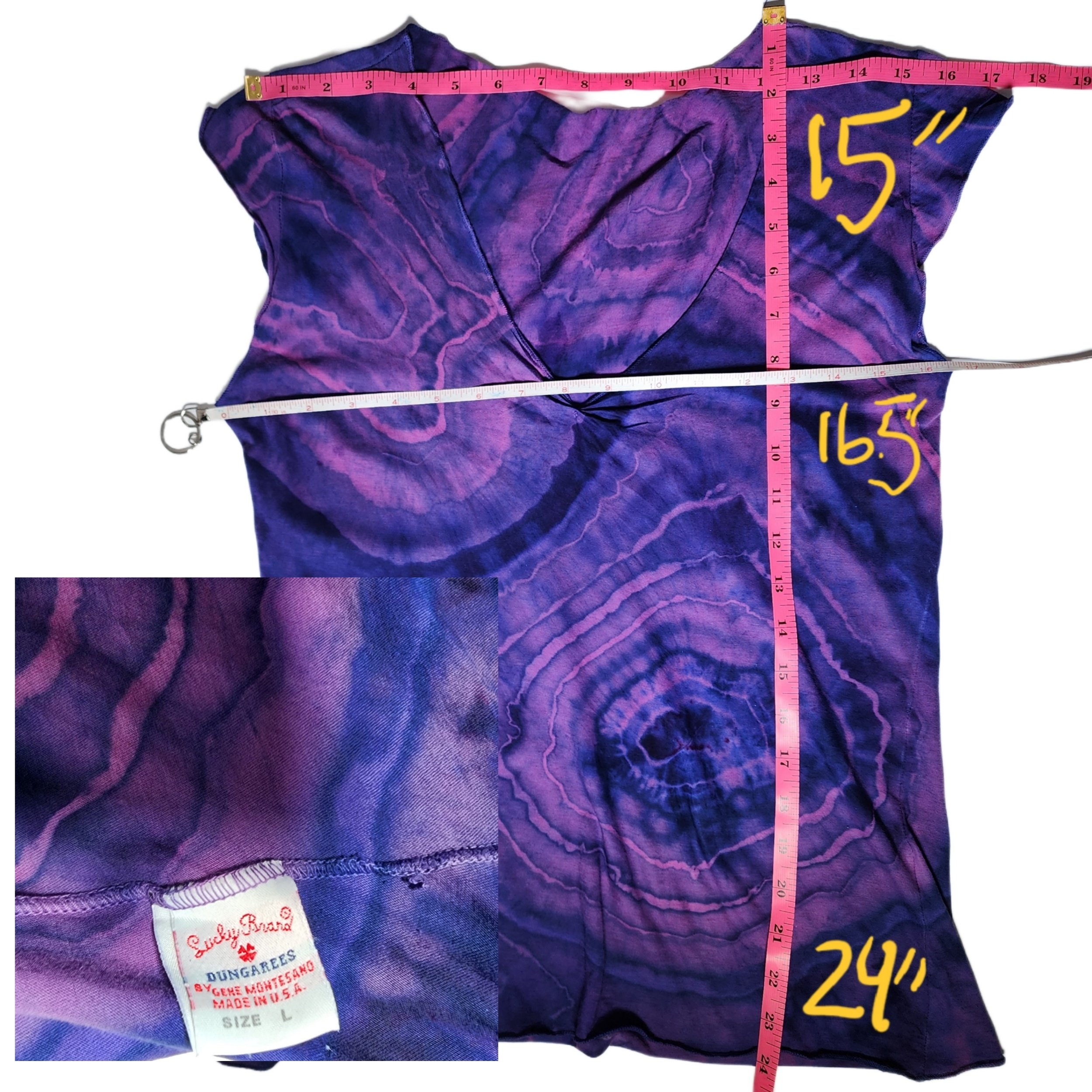 'Lucky Brand' Upcycled, Tie Dyed T-Shirt. Size: L - Gladiator Art & Apparel
