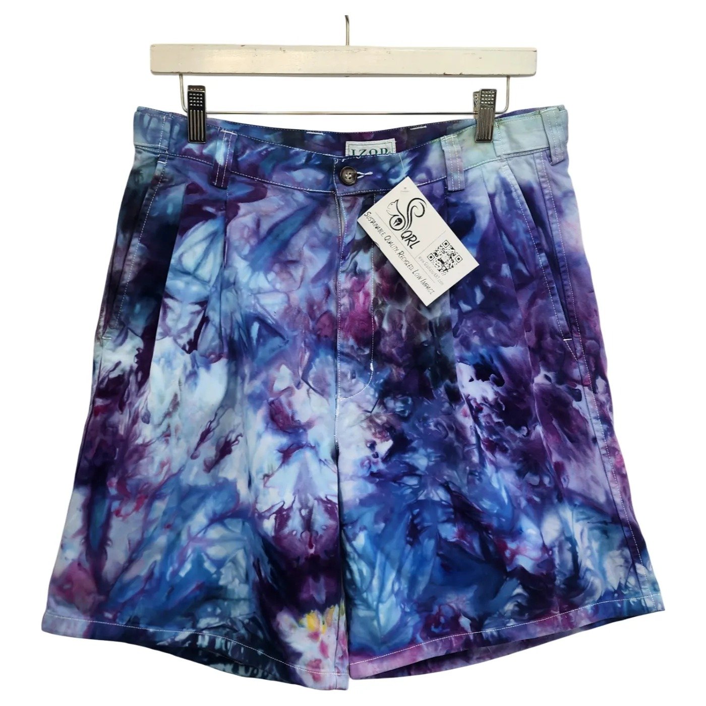 IZOD. Men's, Vintage, Upcycled Tie-Dye Pleated Shorts. Size: 34 - Gladiator Art & Apparel