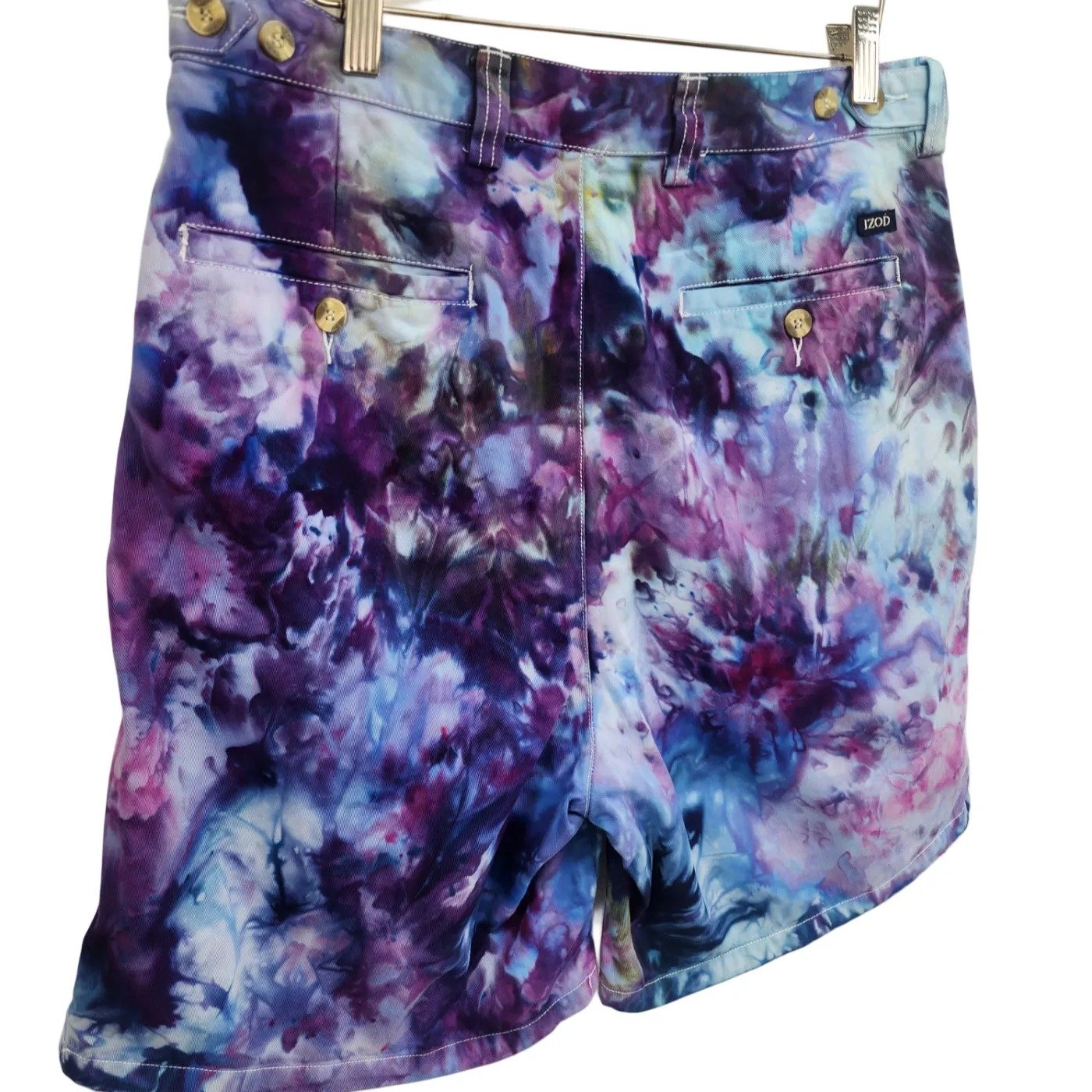 IZOD. Men's, Vintage, Upcycled Tie-Dye Pleated Shorts. Size: 34 - Gladiator Art & Apparel