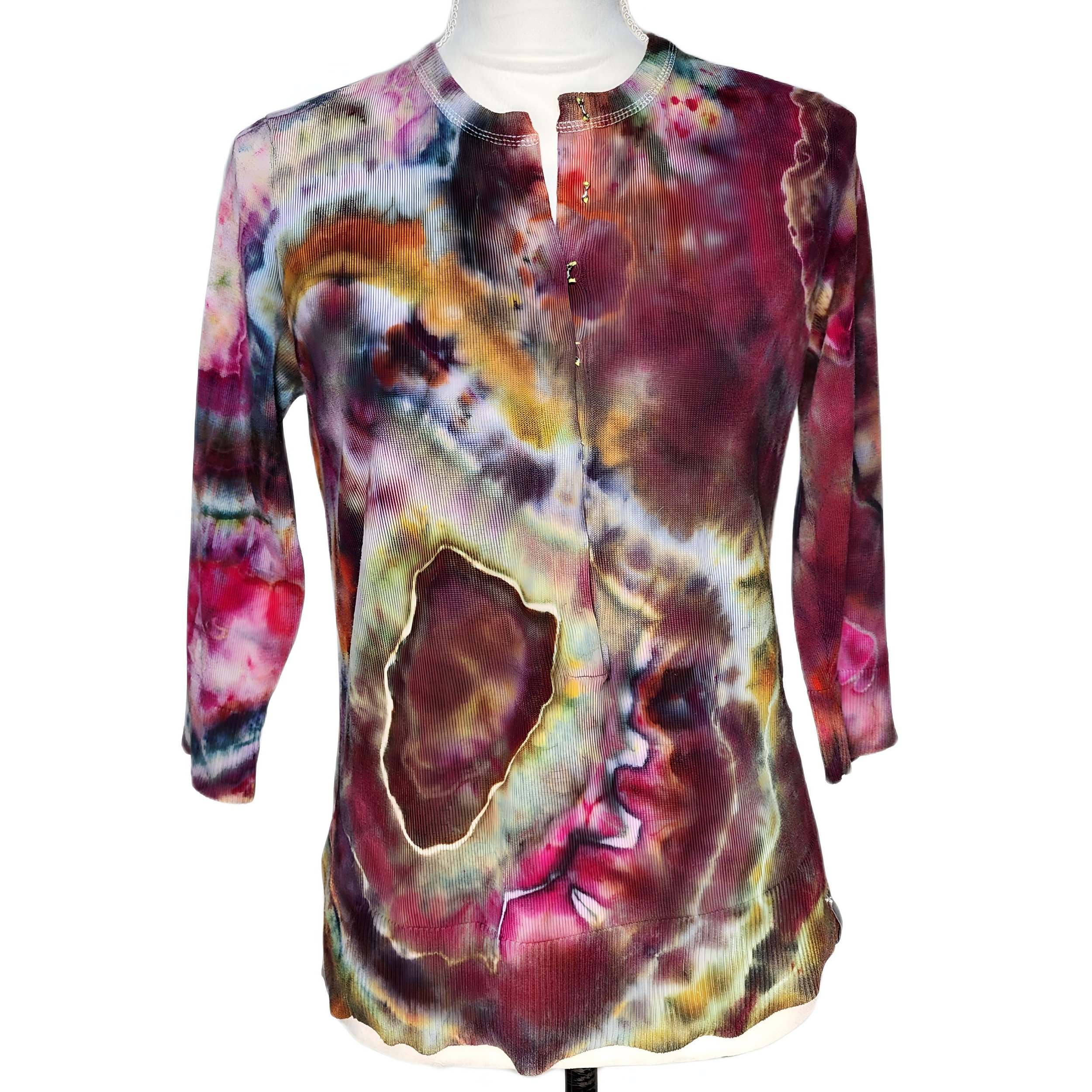 Upcycled, 'Calvin Klein' Tie-Dyed 3/4 Length Sleeve Sweater. Size M - Gladiator Art & Apparel