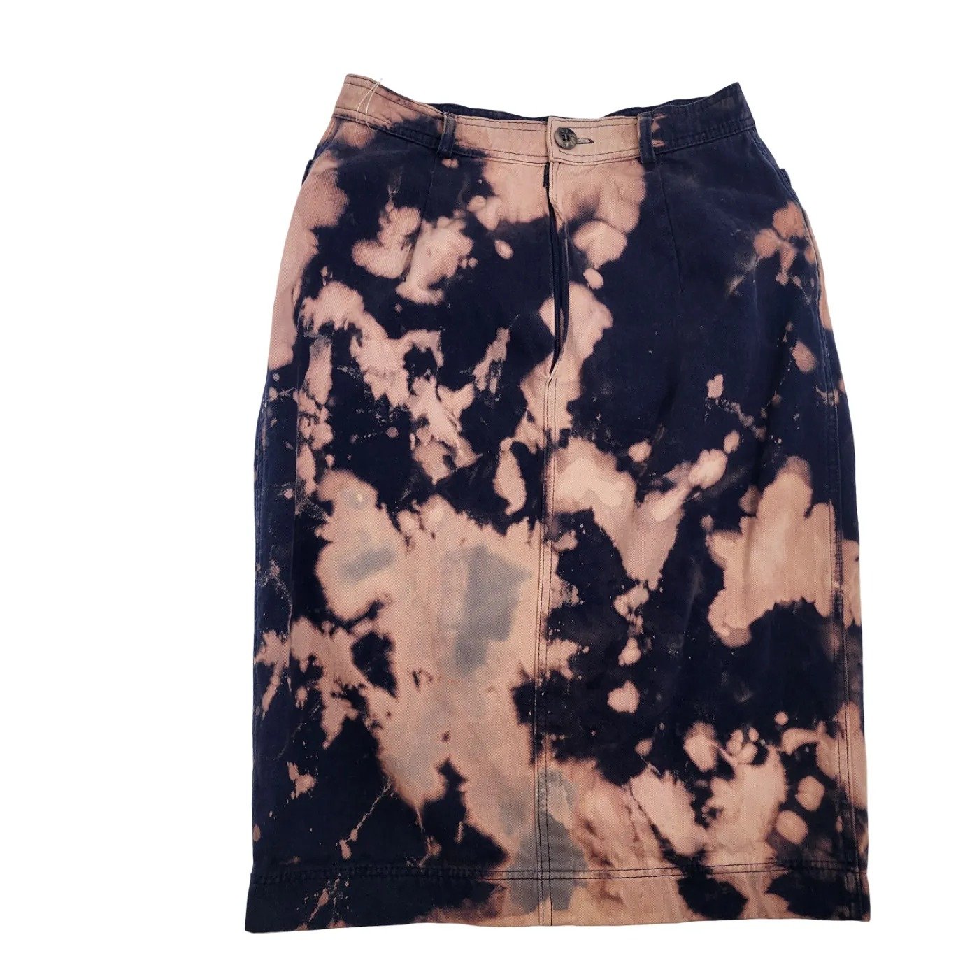 vintage upcycled pencil skirt size 6 bleach dyed pockets sqrl gladiatorart.com back zipper closure.jpeg