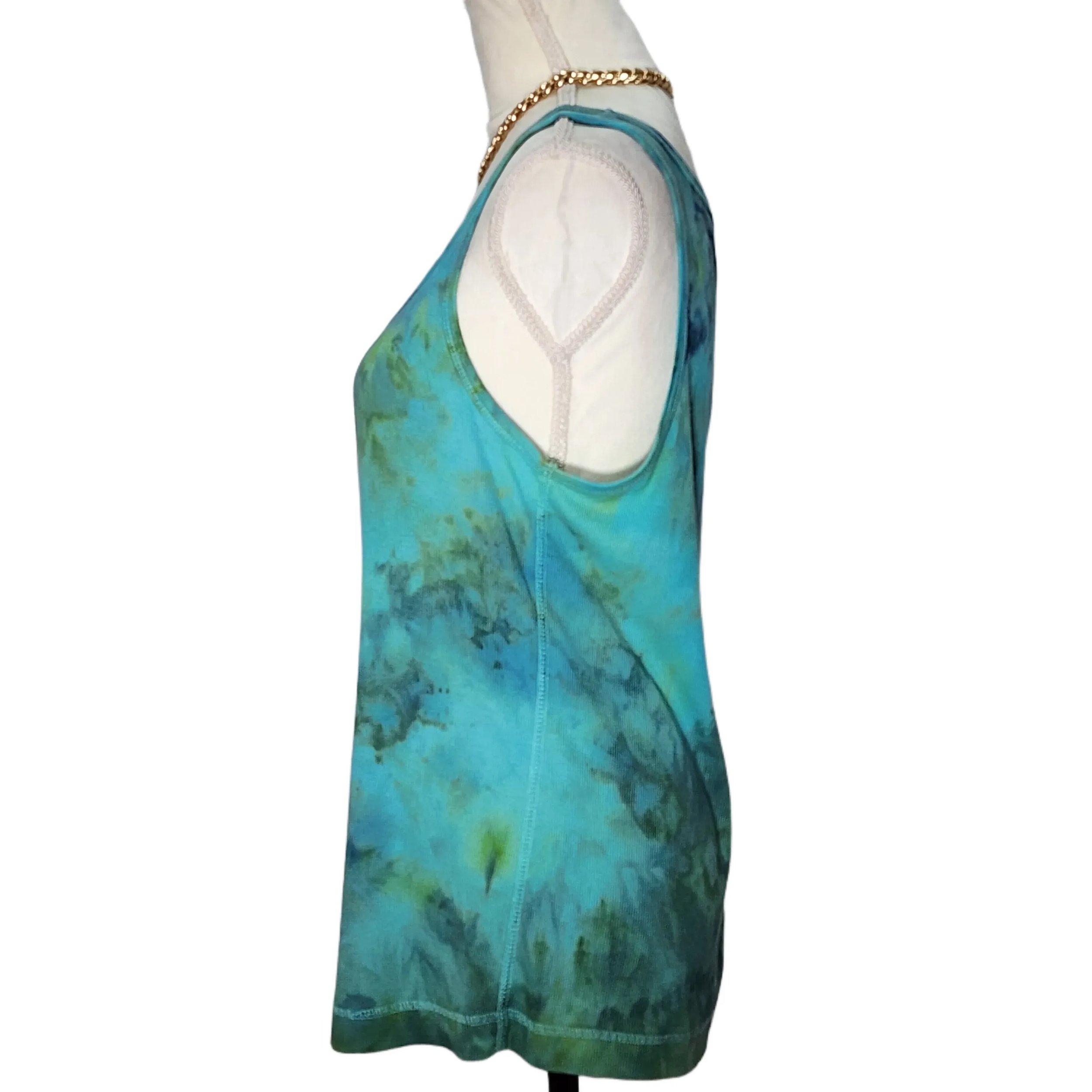 Upcycled, Ice Dyed Cotton Tank Top. Size XL - Gladiator Art & Apparel
