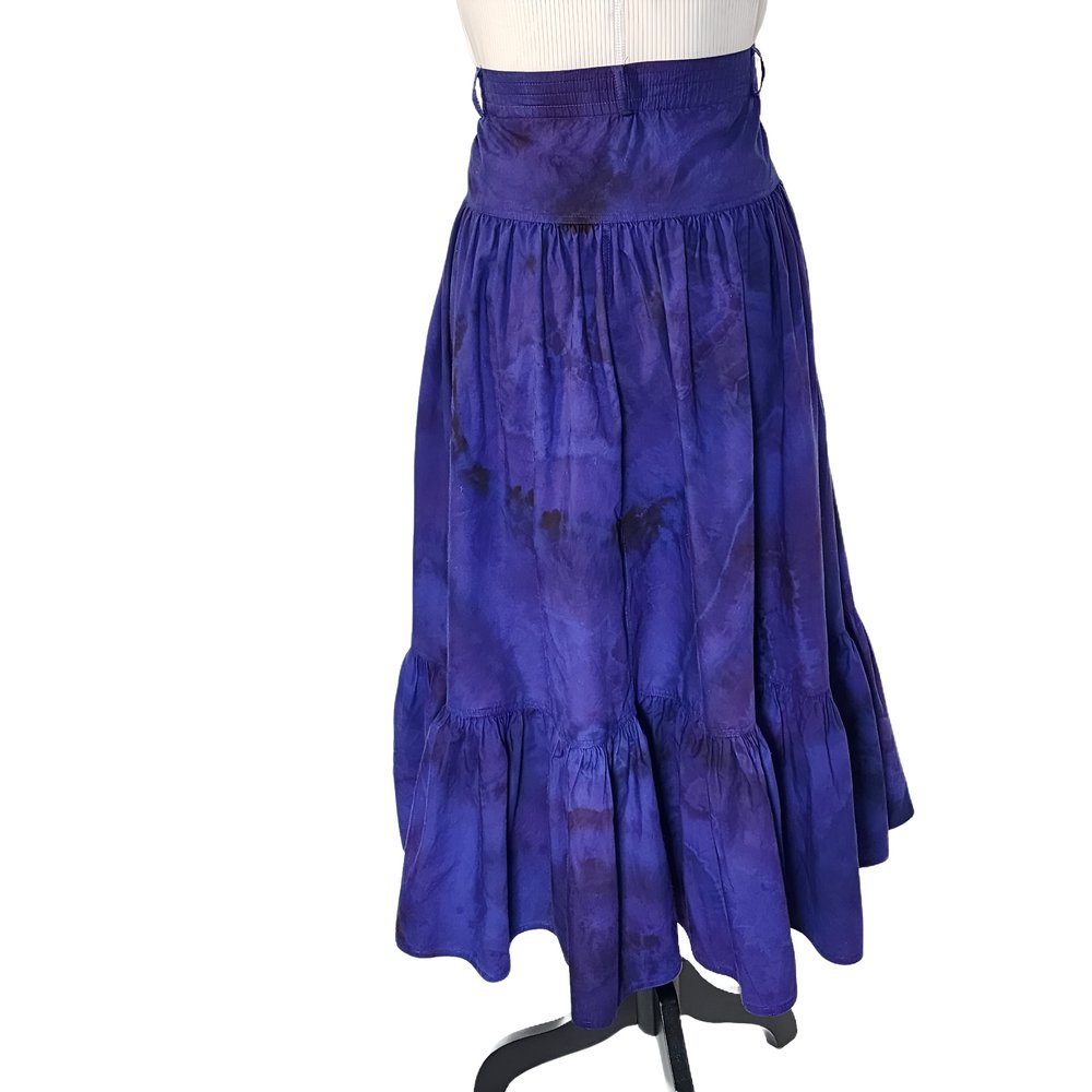 Tie Dye Dress - Blue & Purple - Layered Skirt - Shoulder Ties