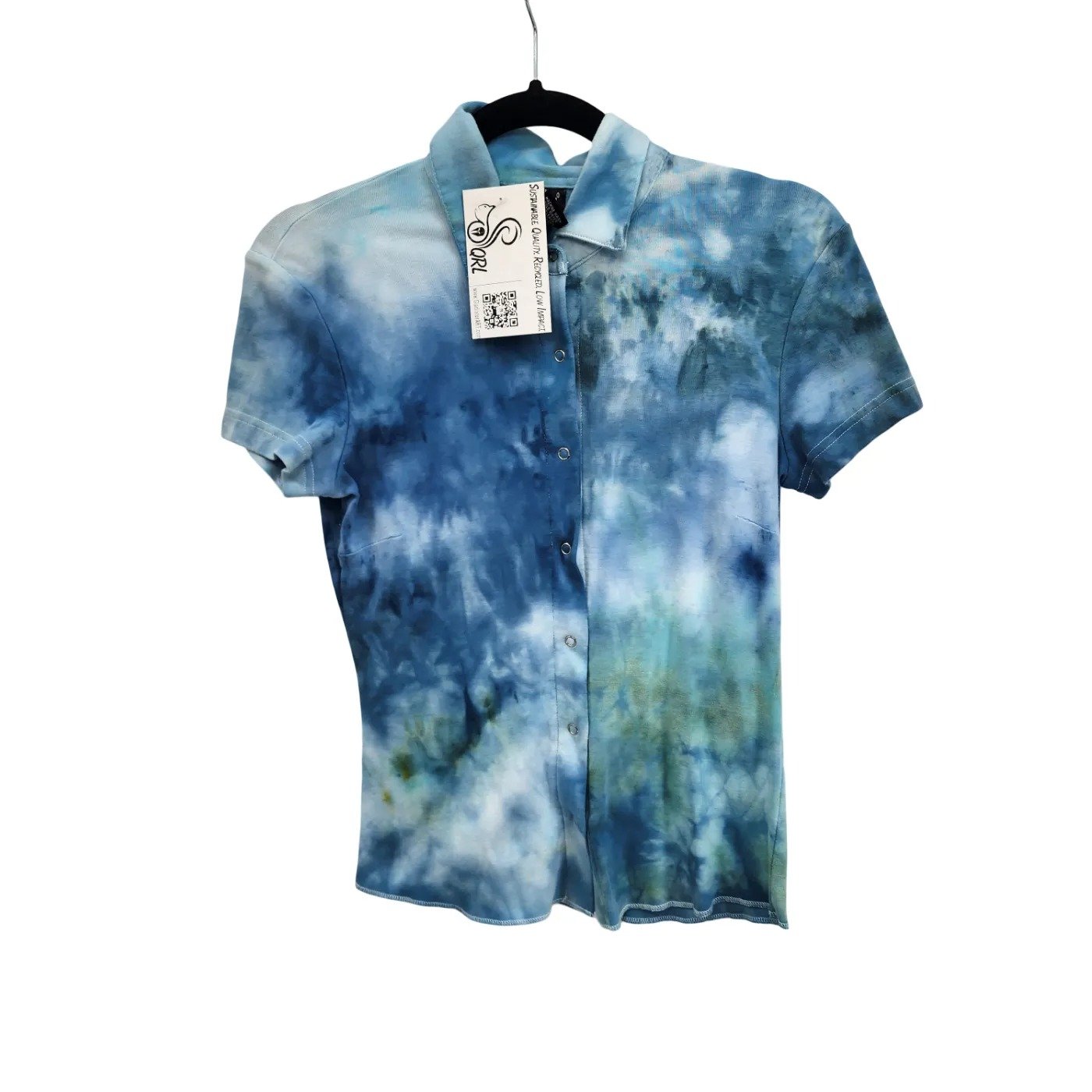 Rafaella. Upcycled, Tie-Dyed Short Sleeve Top. Size: Small - Gladiator Art & Apparel