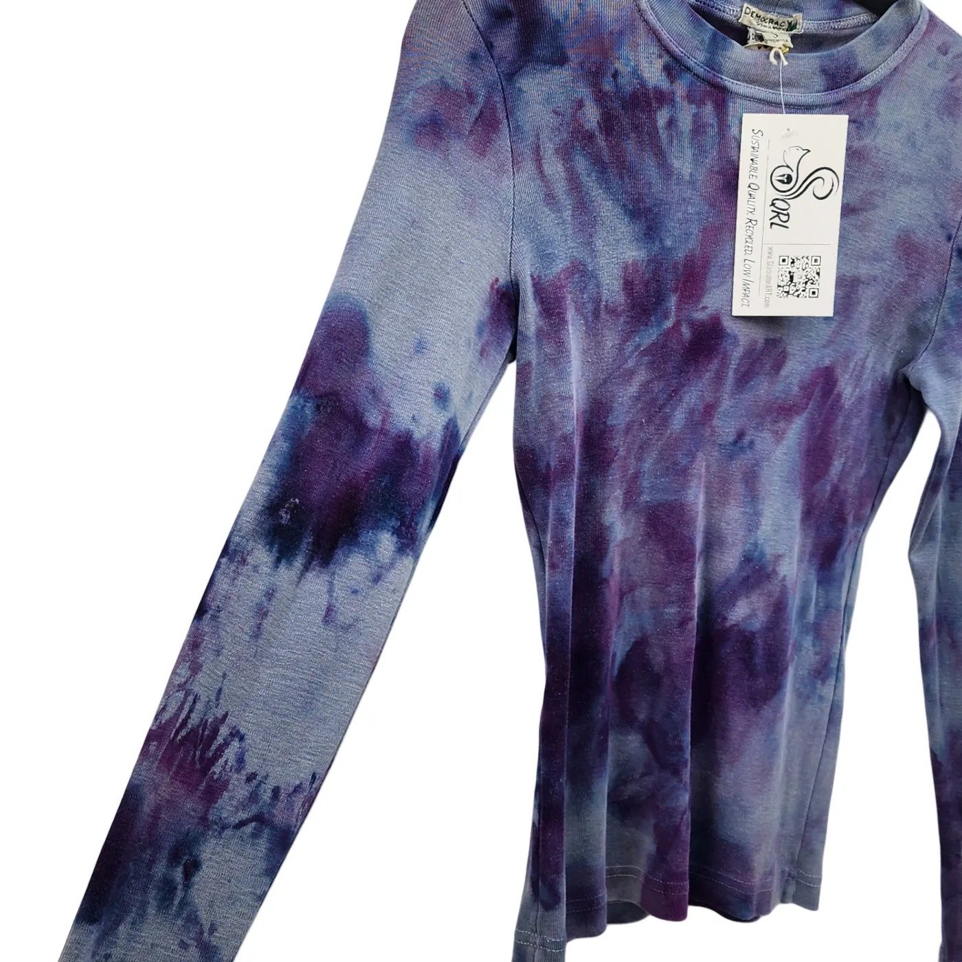 Upcycled, 'Democracy' Tie-Dye Long Sleeve Top. Size: S - Gladiator Art & Apparel