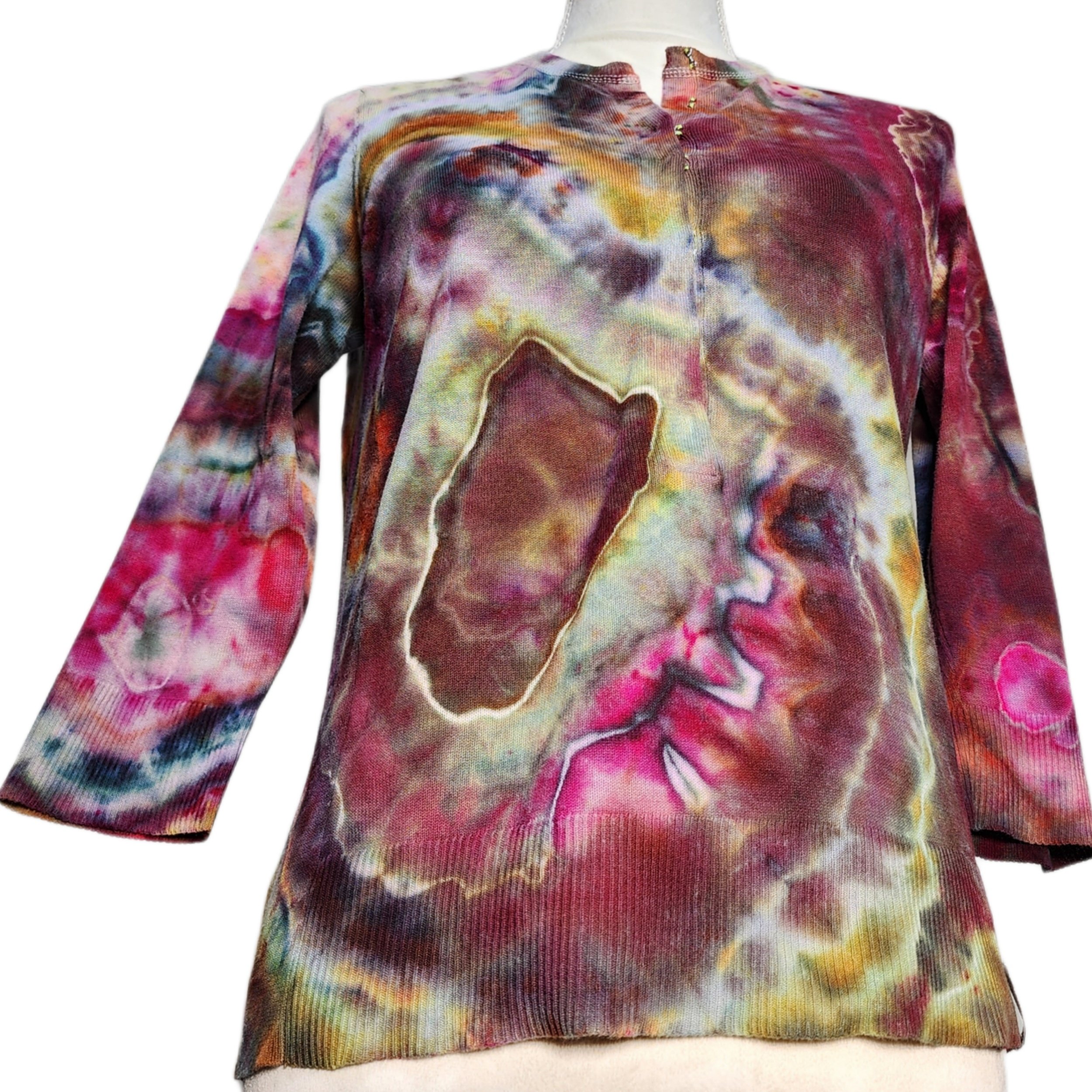 Upcycled, 'Calvin Klein' Tie-Dyed 3/4 Length Sleeve Sweater. Size M - Gladiator Art & Apparel