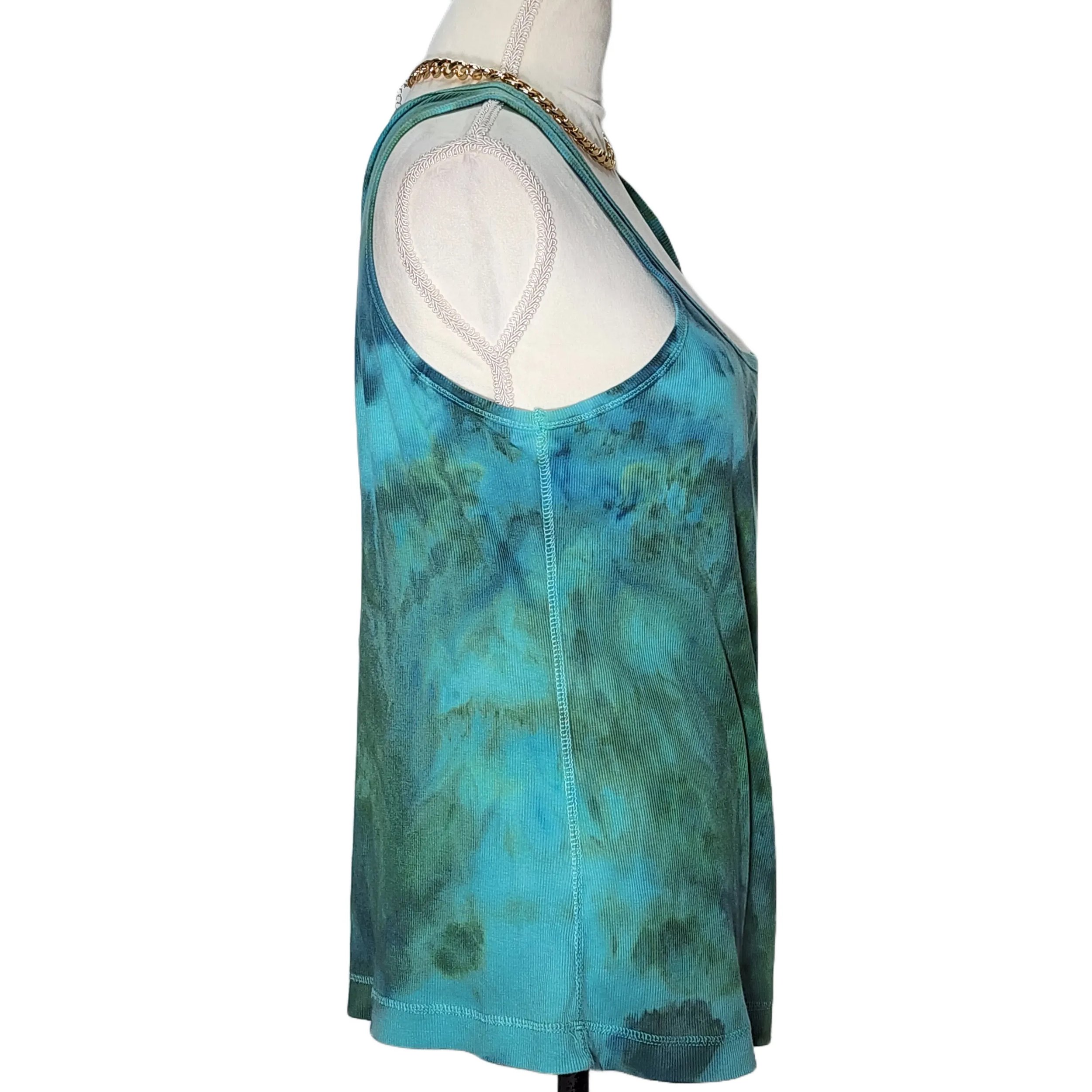 Upcycled, Ice Dyed Cotton Tank Top. Size XL - Gladiator Art & Apparel