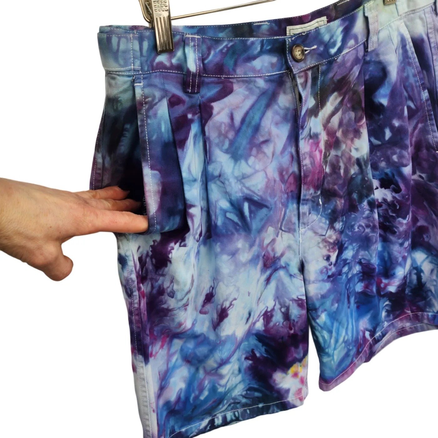 IZOD. Men's, Vintage, Upcycled Tie-Dye Pleated Shorts. Size: 34 - Gladiator Art & Apparel