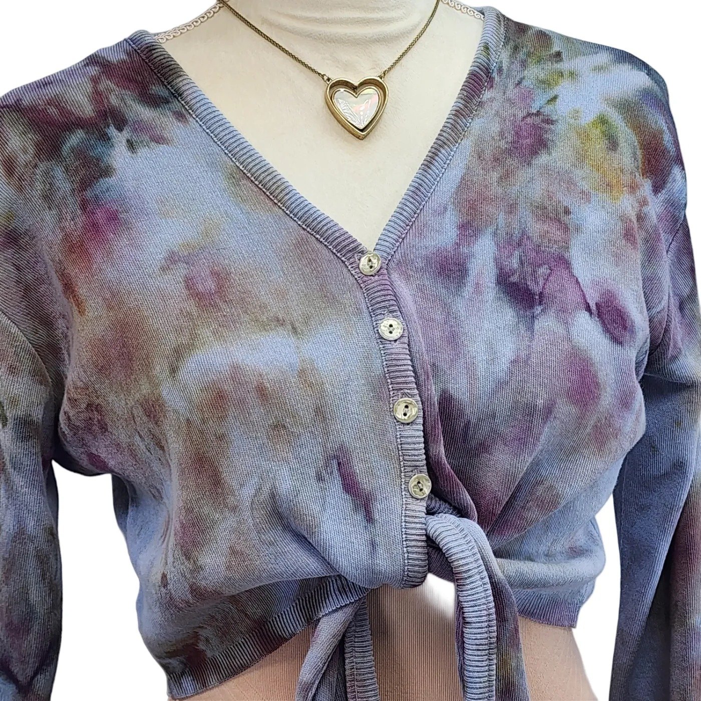 Upcycled, Y2K Tie Dye Cropped Cardigan Sweater. Size: S - Gladiator Art & Apparel