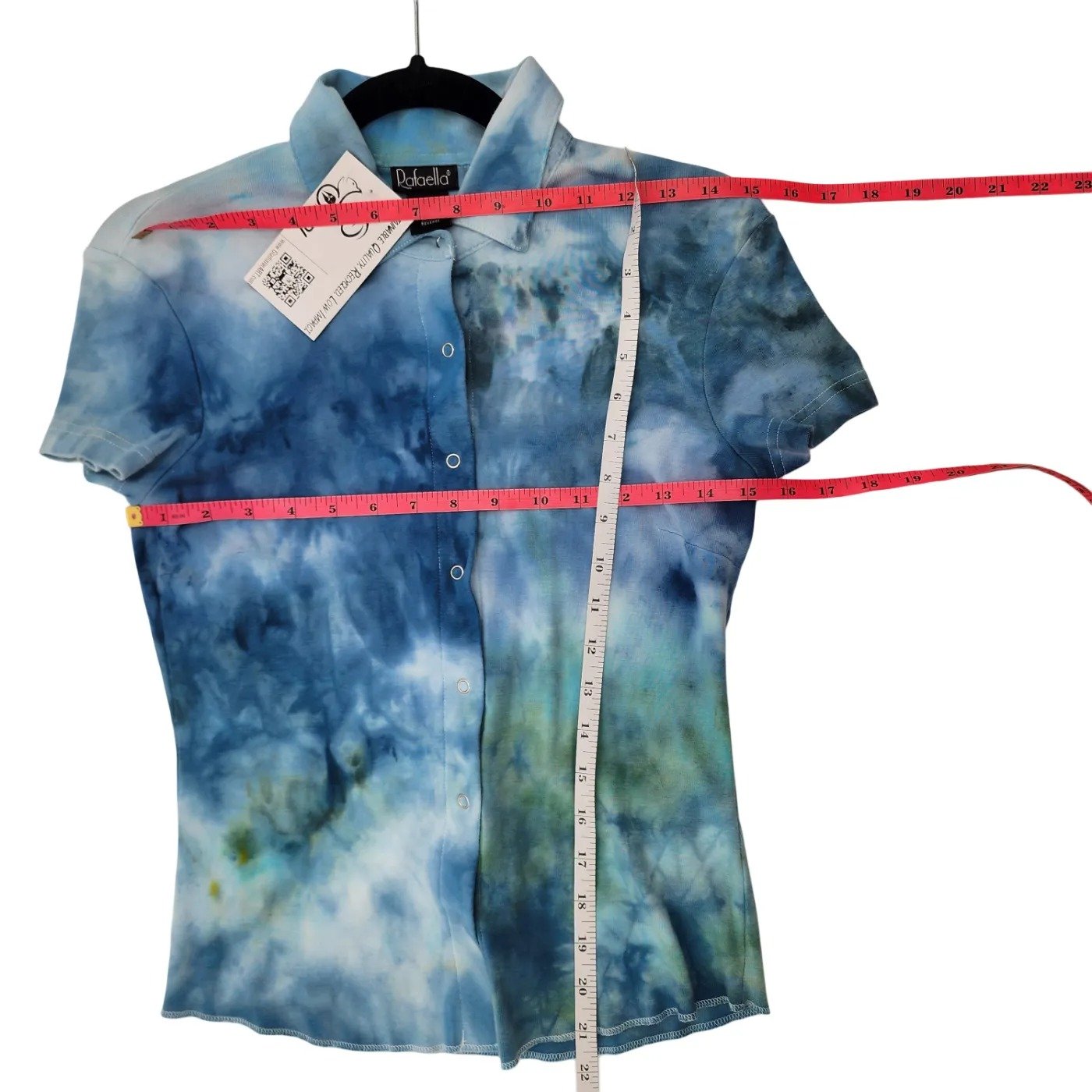 Rafaella. Upcycled, Tie-Dyed Short Sleeve Top. Size: Small - Gladiator Art & Apparel