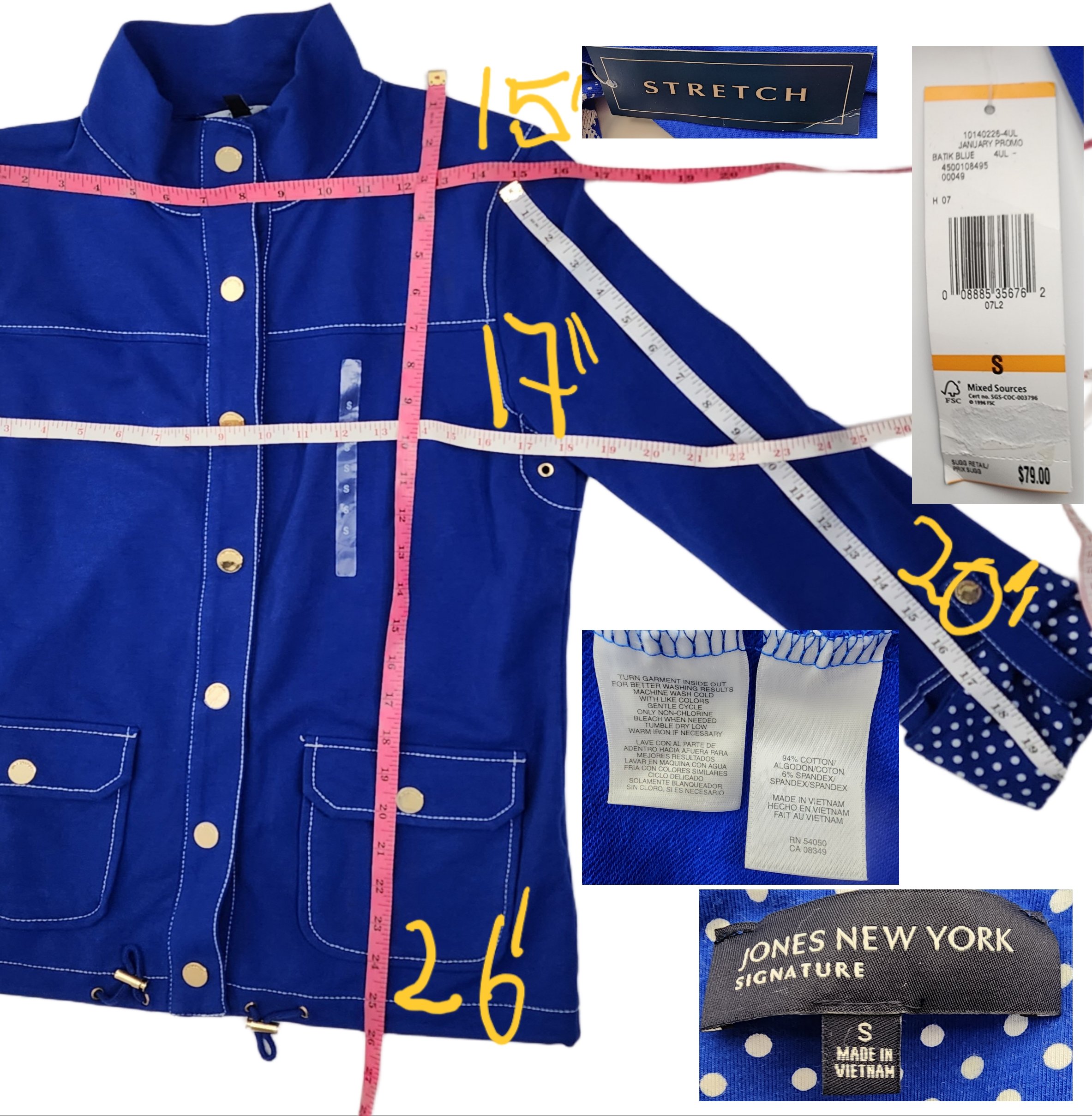 Jones NY Stretch Cotton Jacket w/ Original 'Roc', NY Skyline Graphic. Size: S - Gladiator Art & Apparel