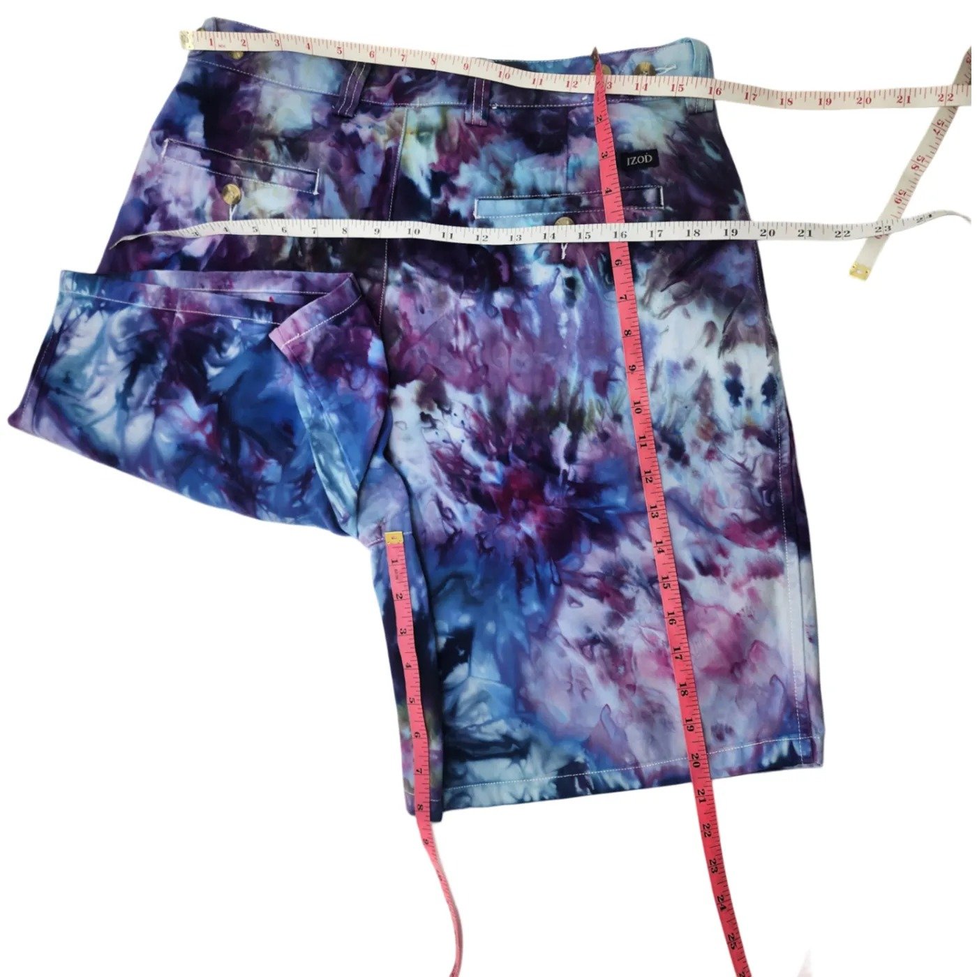 IZOD. Men's, Vintage, Upcycled Tie-Dye Pleated Shorts. Size: 34 - Gladiator Art & Apparel