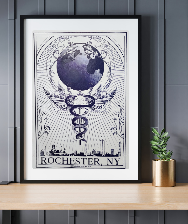 The Gladiator Art 'Rochester, NY Skyline Medical Tribute Graphic Print' 13" x 19"