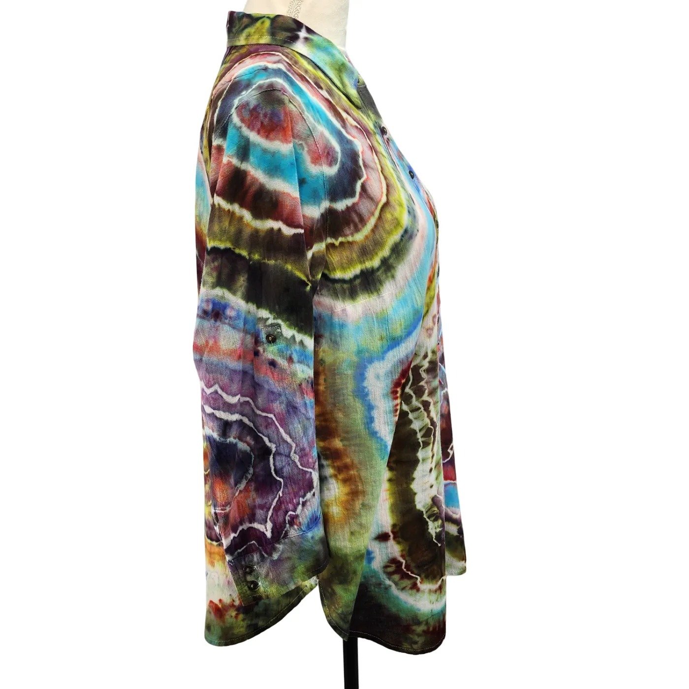 Reworked, Multi Color Tie Dye Tunic w Geodes. Size M light weight.jpeg