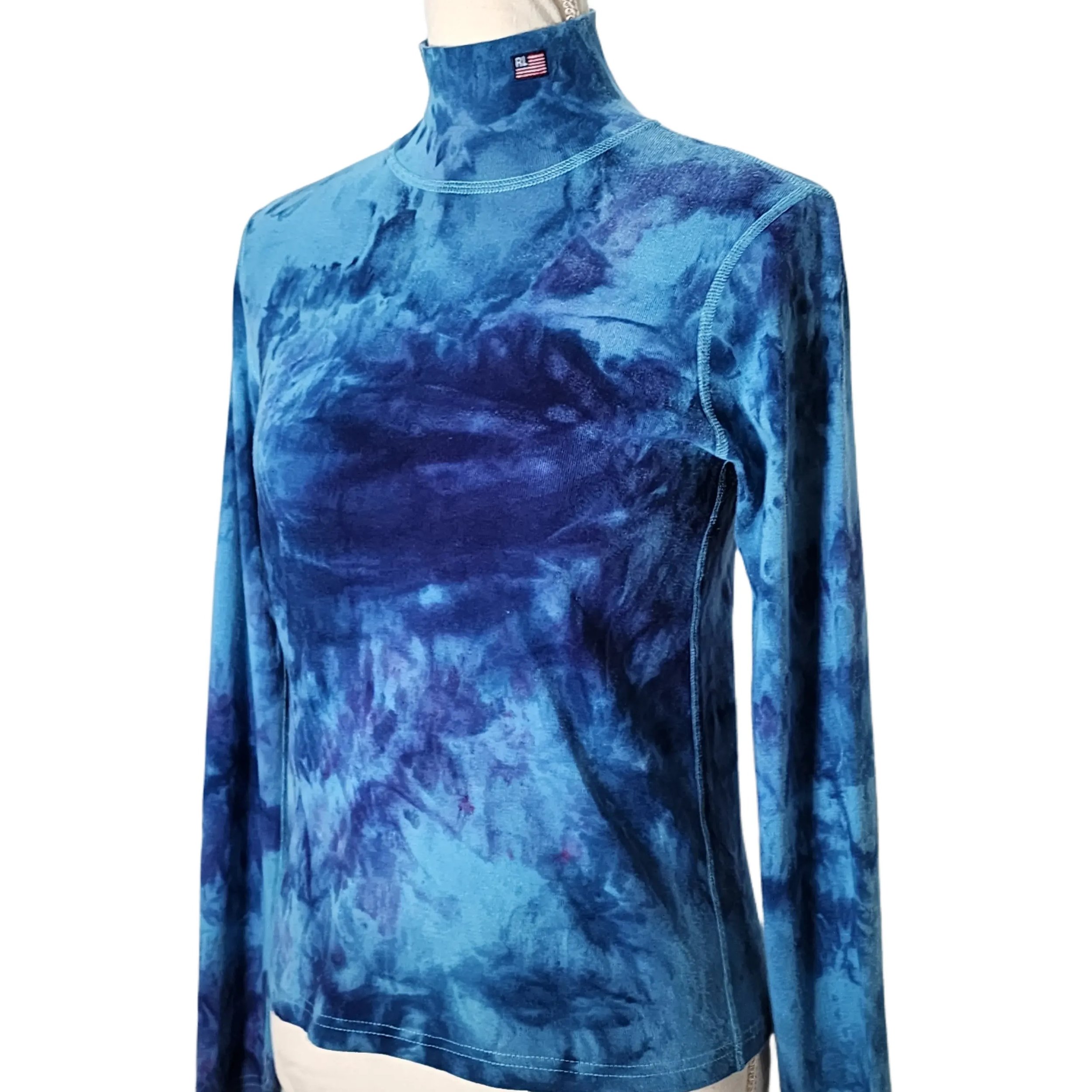 Ralph Lauren, Upcycled Tie Dyed Mock Turtleneck. Size: M - Gladiator Art & Apparel