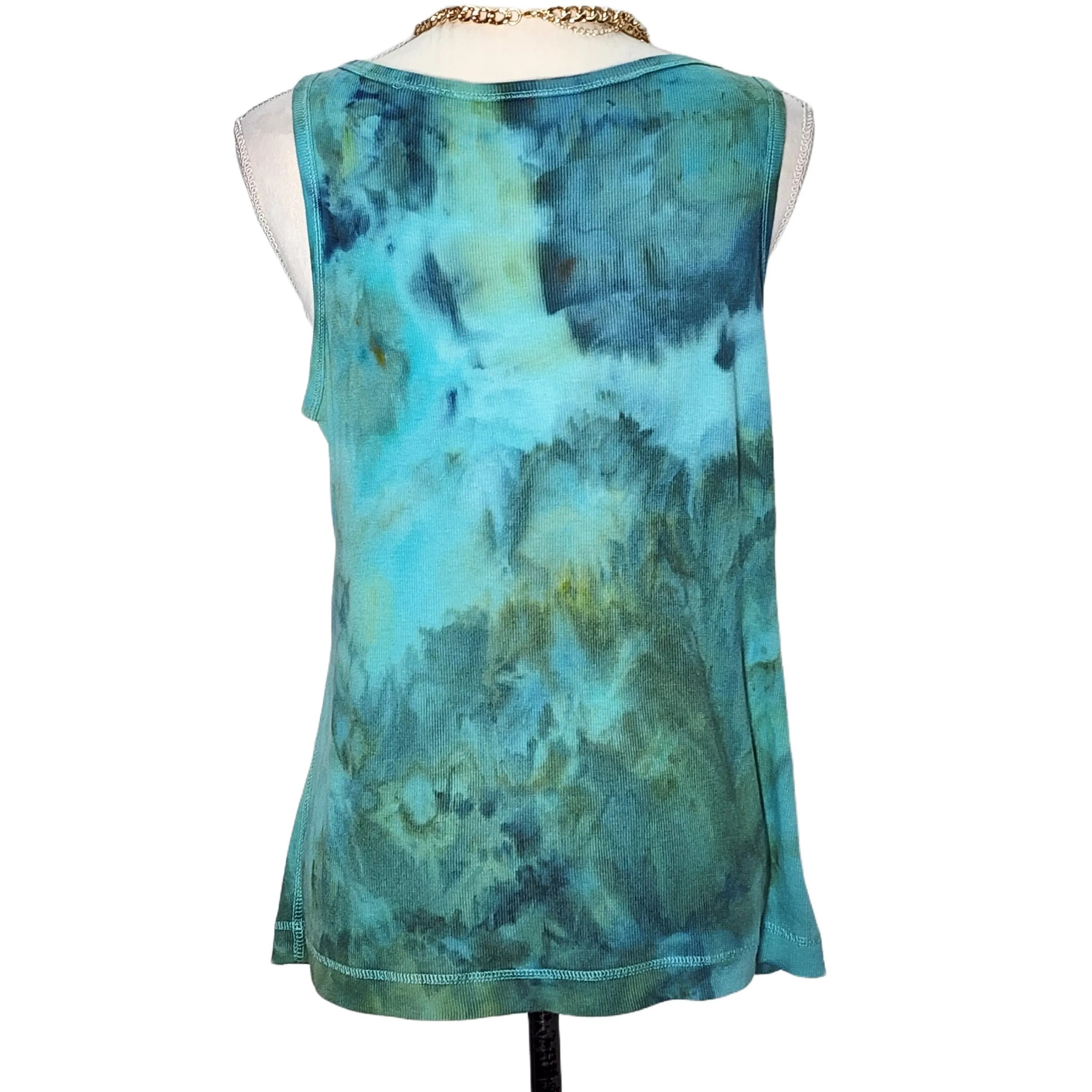 Upcycled, Ice Dyed Cotton Tank Top. Size XL - Gladiator Art & Apparel