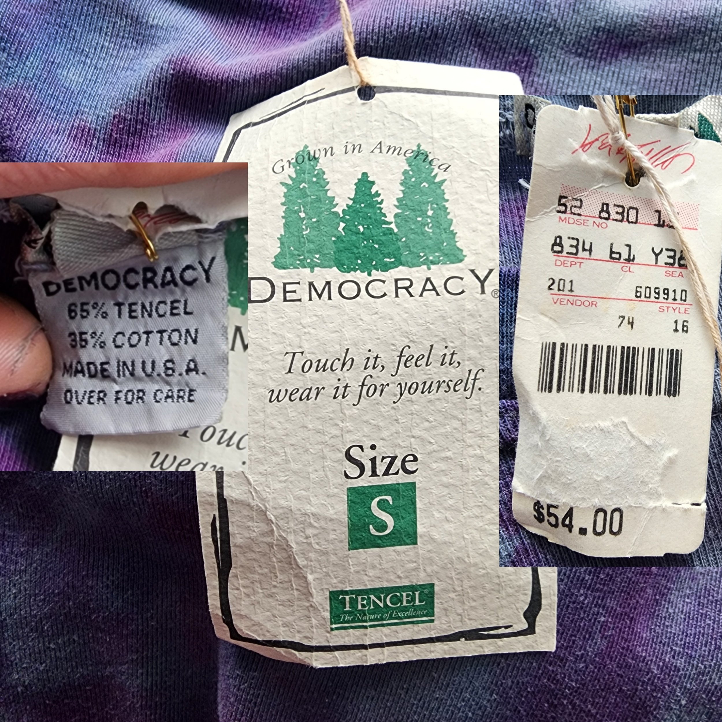 Upcycled, 'Democracy' Tie-Dye Long Sleeve Top. Size: S - Gladiator Art & Apparel
