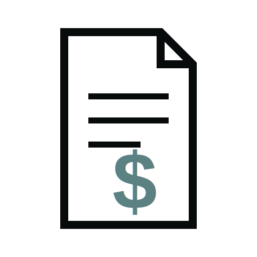 Icon of a document with a dollar sign, representing a bill or invoice.