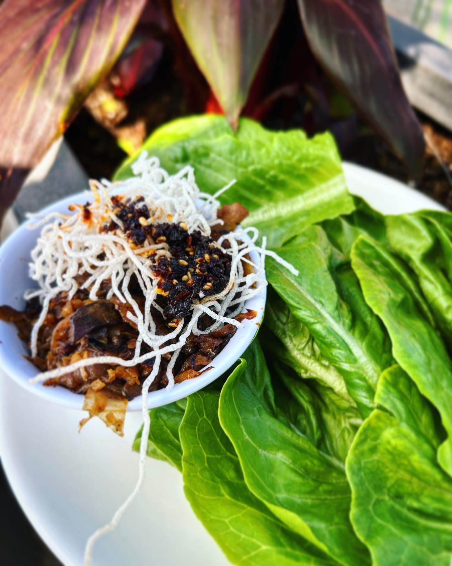 Wrap it, roll it, and savor the scrumptiousness of our MUSHROOM LETTUCE WRAP! Stop in for dinner tonight, enjoy the patio!
.
shiitake &amp; crimini mushrooms, caramelized onion, roasted garlic, hoisin scallion-ginger sauce, chili crunch, butter lettu