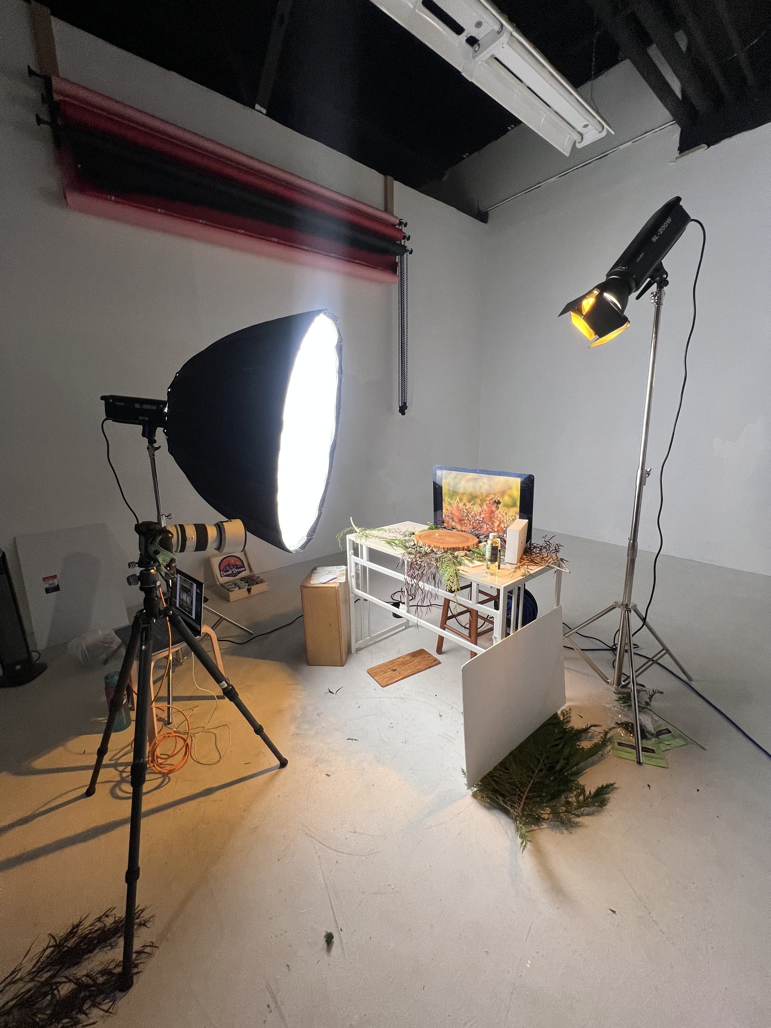 Product photography setup in the studio