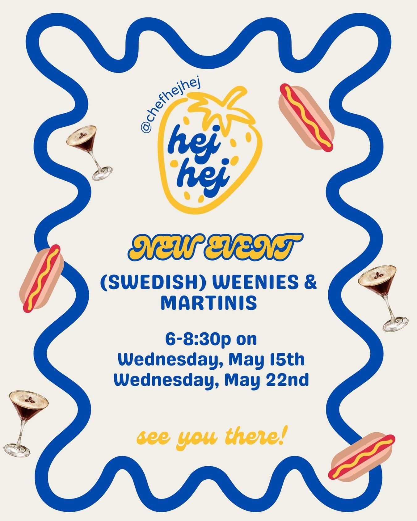 Trying something fun out! Who wants to learn to make (and eat, duh) Swedish hot dogs and cardamom espresso martinis with your friends at my place? 

Opening up two dates to start - must book full space (6 guests total). DM me for more info! 

#weenie