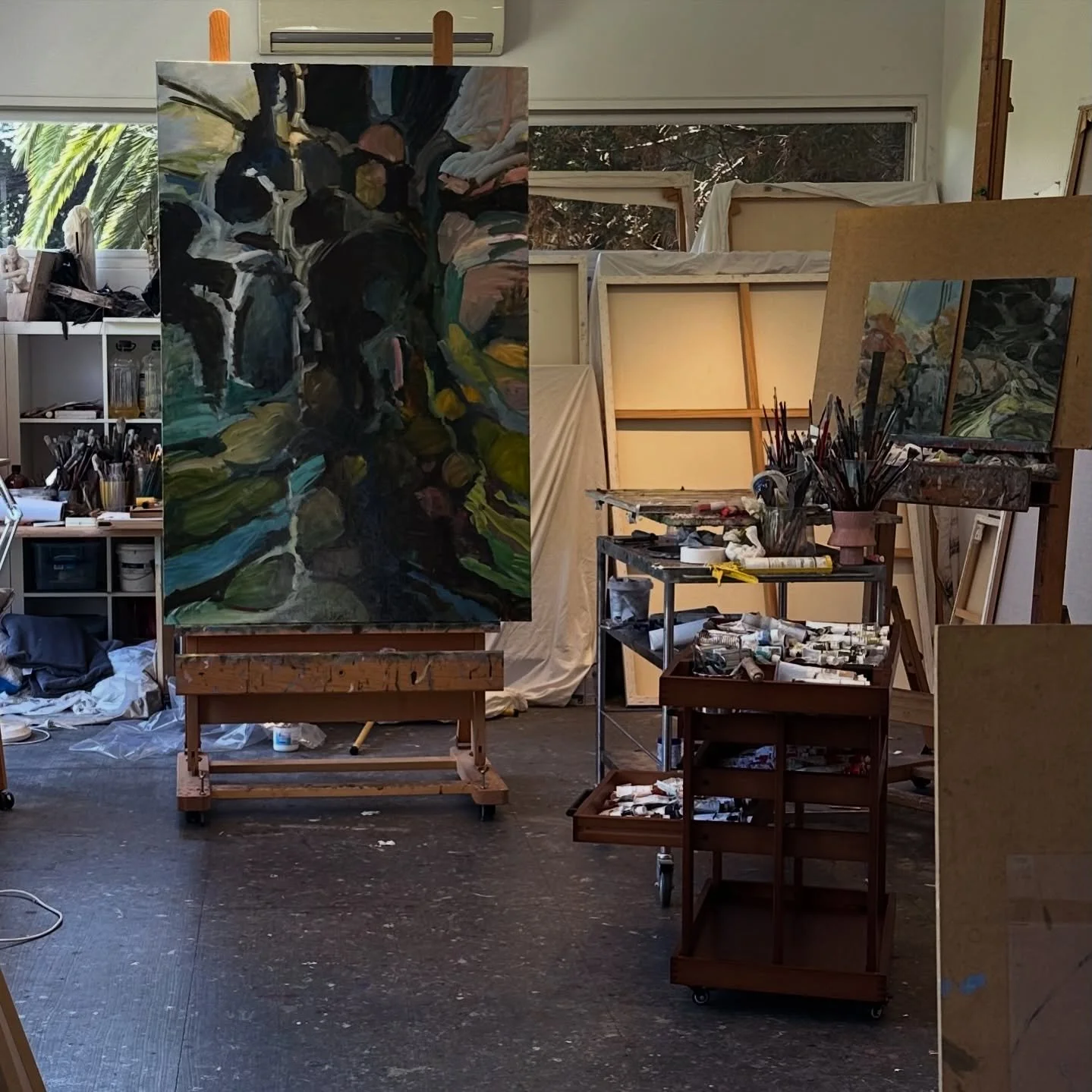 when you are tired of pussy footing around with this painting and you need a good strong base to work from / yep / work in progress 😘 #myfavouriteriver