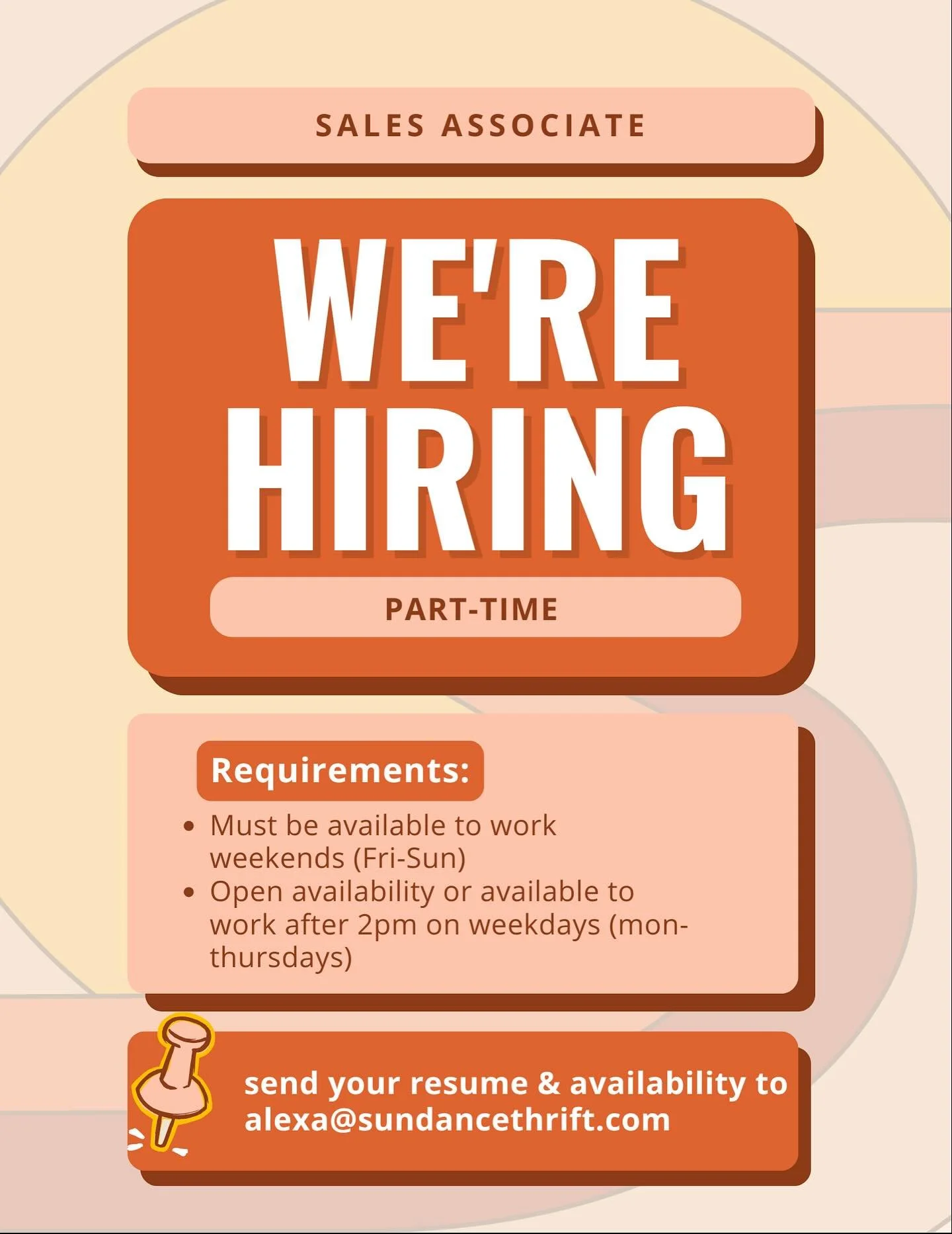 ✨ We&rsquo;re Hiring! ✨
(Old Town Tustin &amp; Balboa Island) 

Love fashion, vintage finds, and good vibes? 
We&rsquo;re looking for a new team member who&rsquo;s available anytime on weekends + weekdays after 2PM 🛍️👗

Perks: working in a cute thr