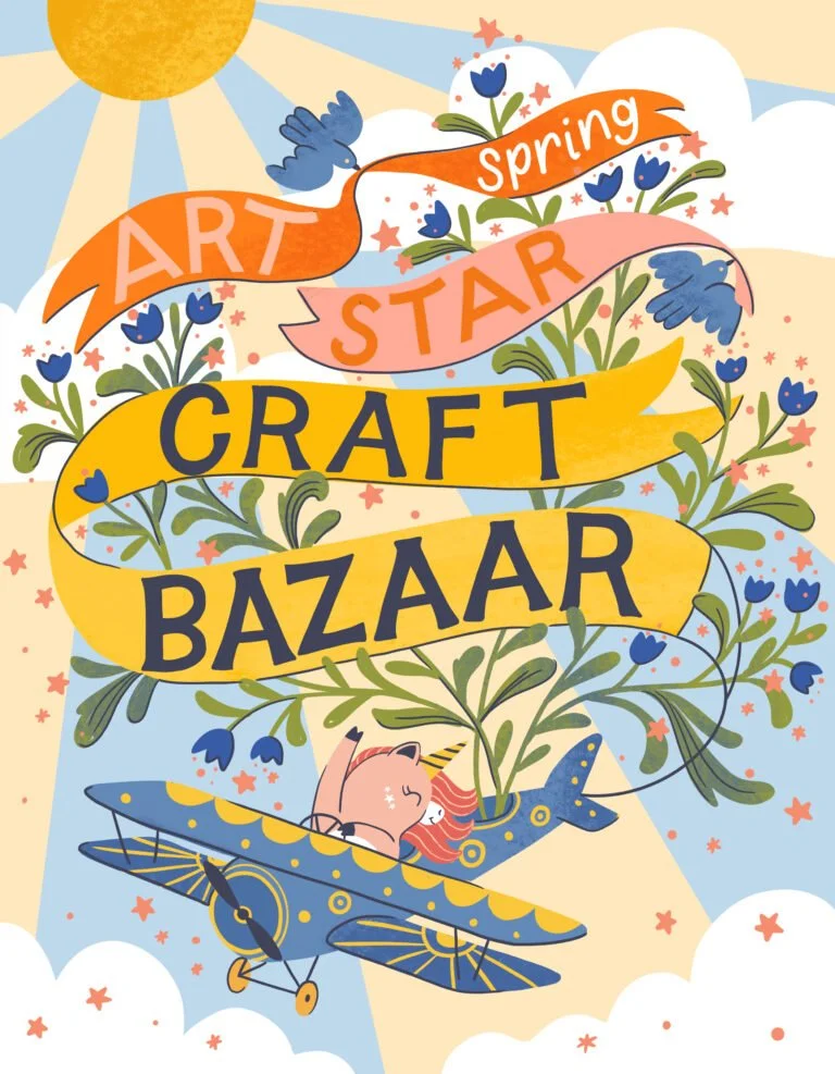 fun art banner with sun and vibes