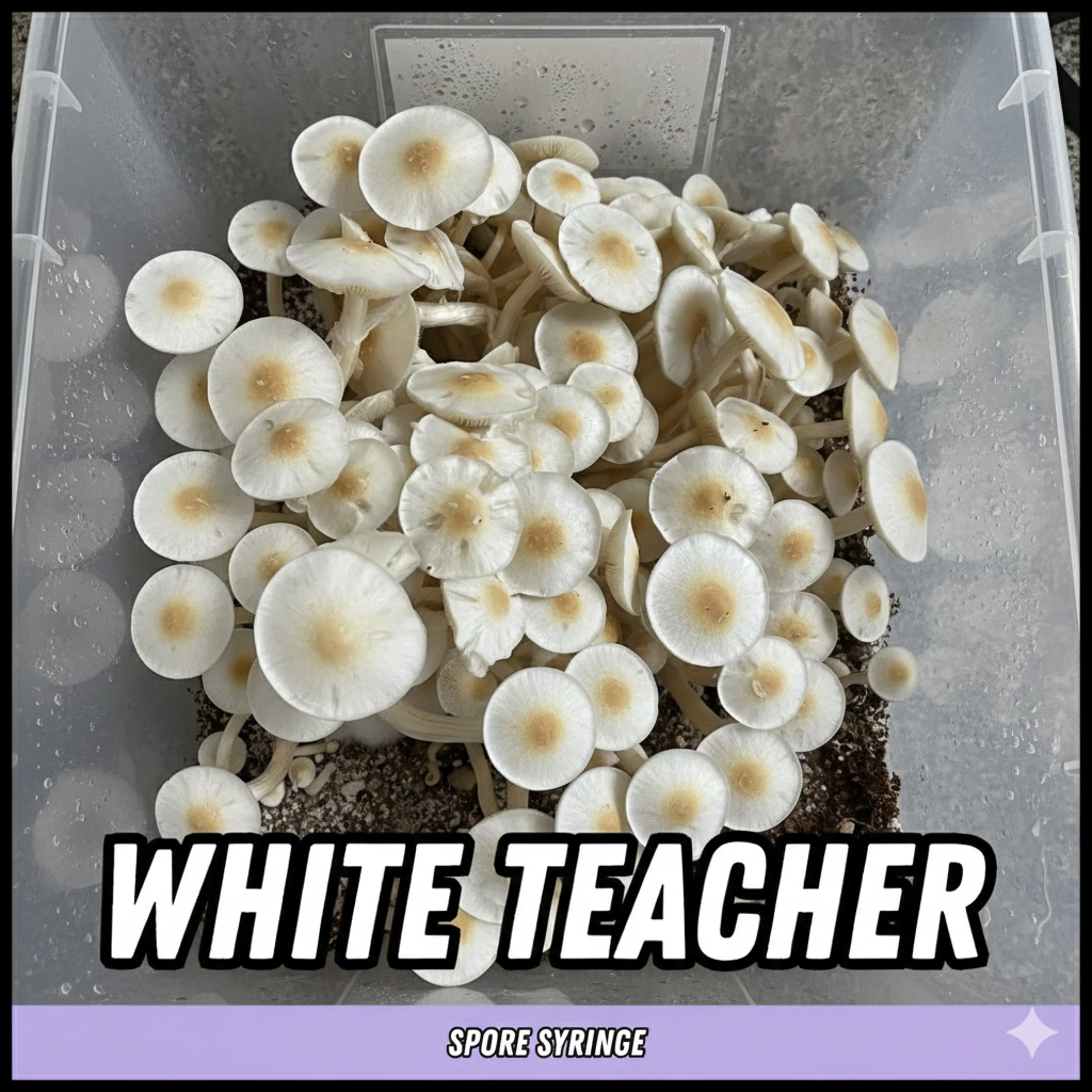 White Teacher Mushroom Spore Syringe