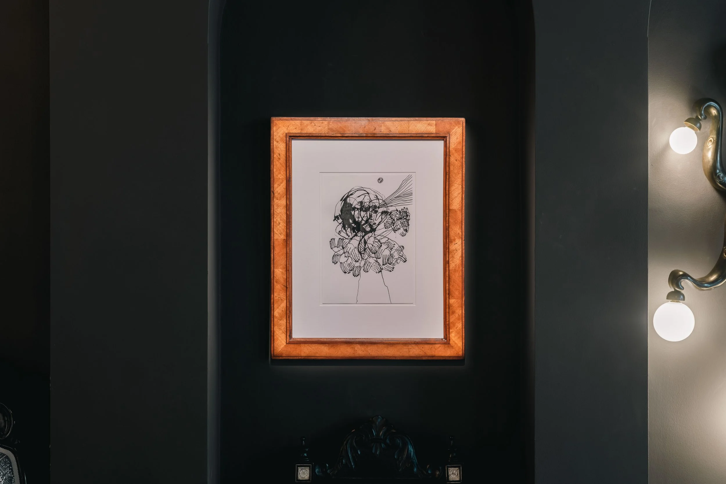 'Tenterhands', 2026, ink on paper, 55.5 x 45.5 cm (framed)