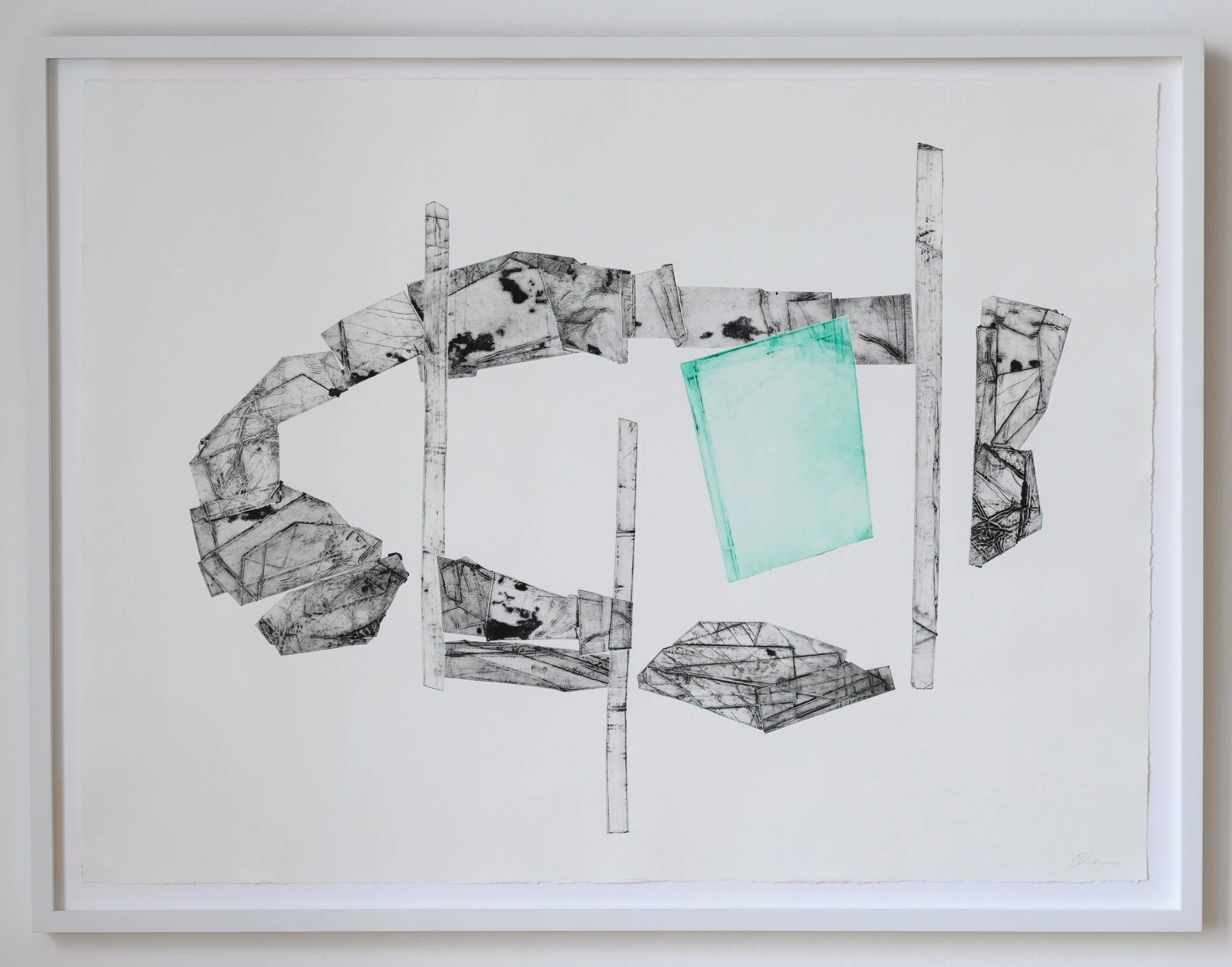 Eliza Owen,
'There are Thoughts in Suspension',
2025,
Dry point print on Somerset satin paper,
sheet size 56 x 76cm / 22 x 30 in,
variable edition of 2 + 1AP