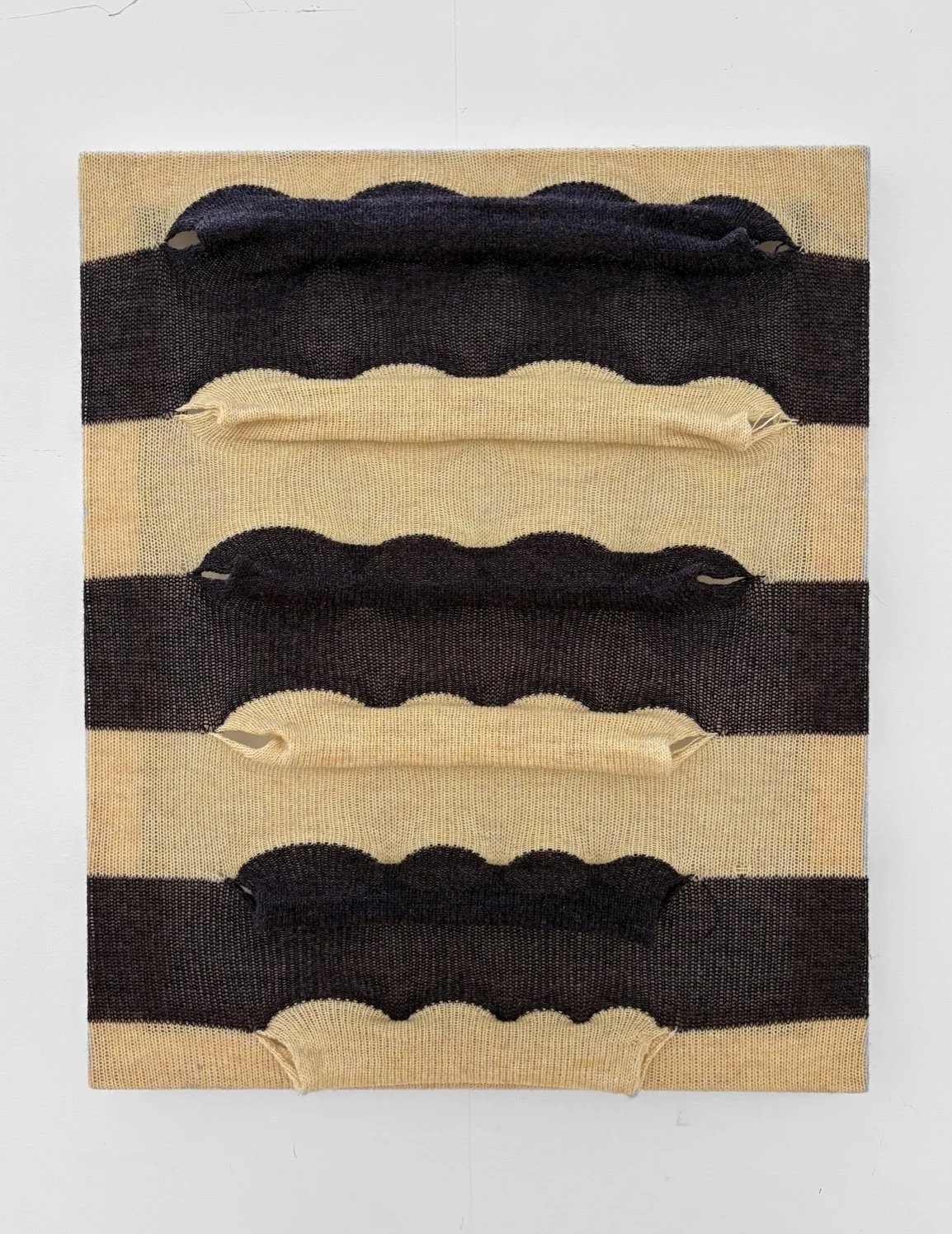 Annie Shead, 'Stripes and Ruptures', 2026, lambswool and melange wool on wooden frame, 60 x 50cm 