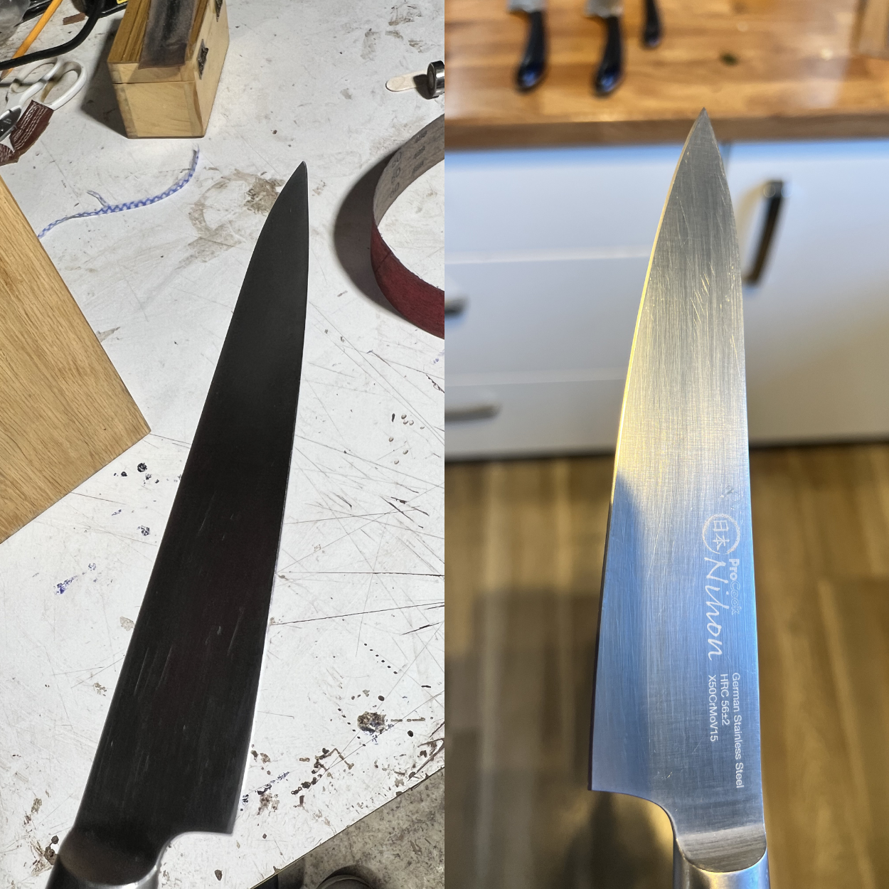 Nihon X50 chef Knife after sharpening in derby.png