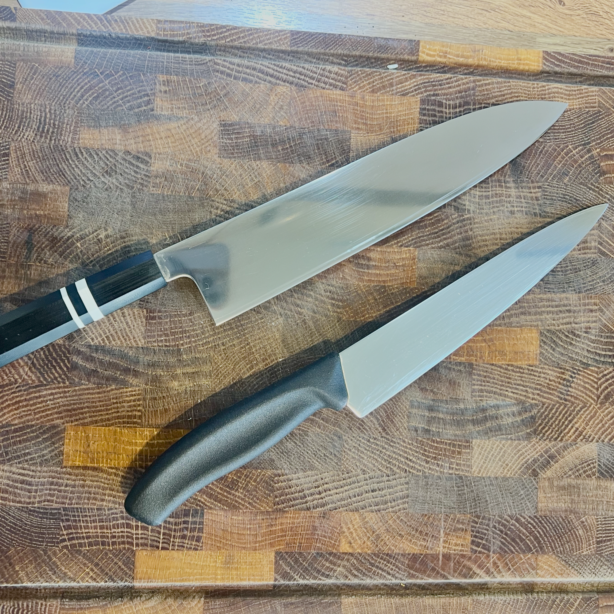kitchen knives after sharpening and tip repair